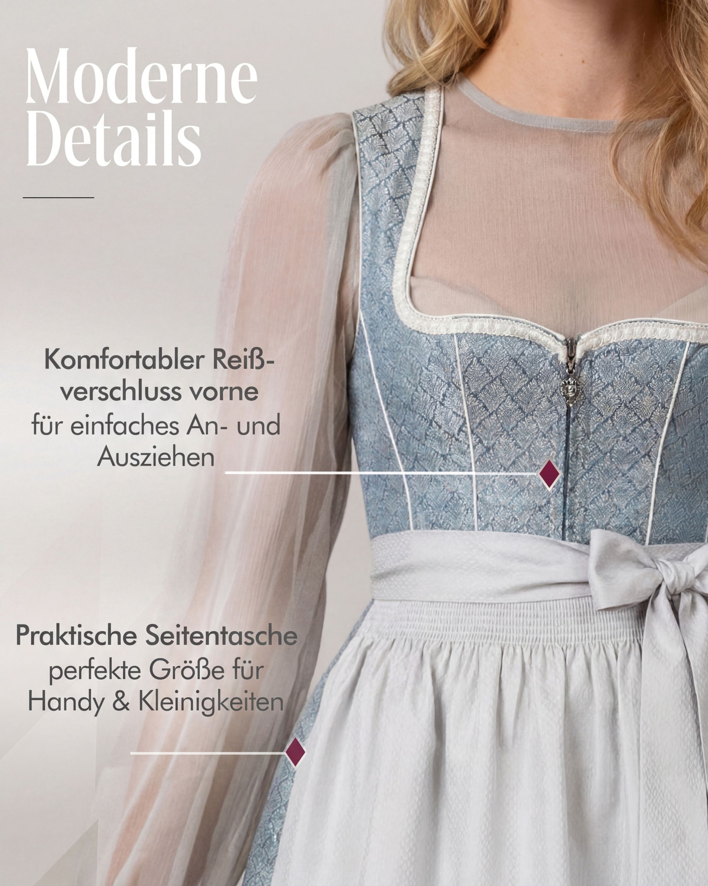 Midi Dirndl Georgina in Petrol von Nübler