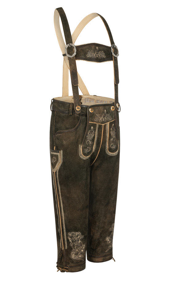 Lederhose Kniebund Theobald Leo in Dunkelbraun von Nübler