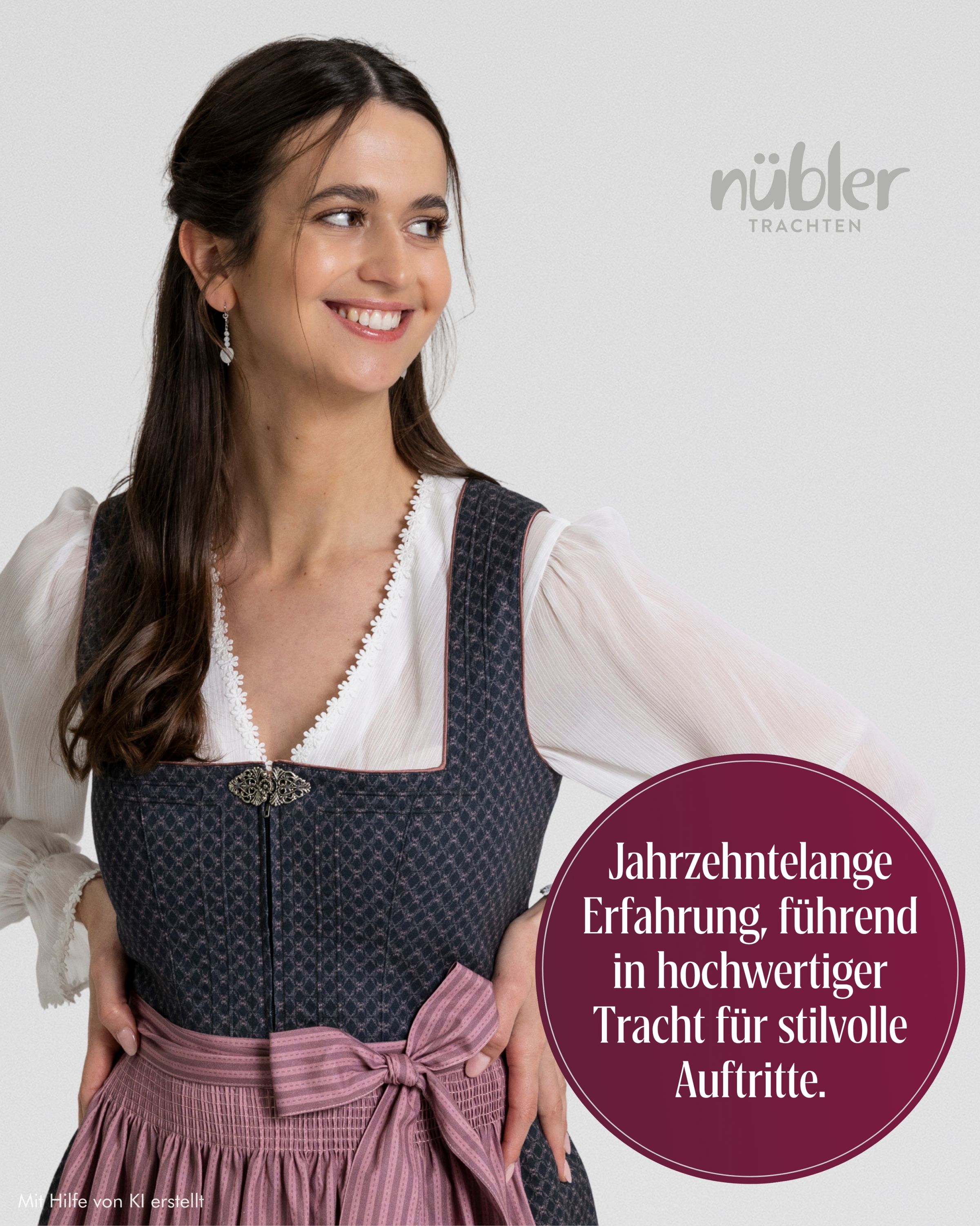 Langes Dirndl Emiliy in Anthrazit-Rosa