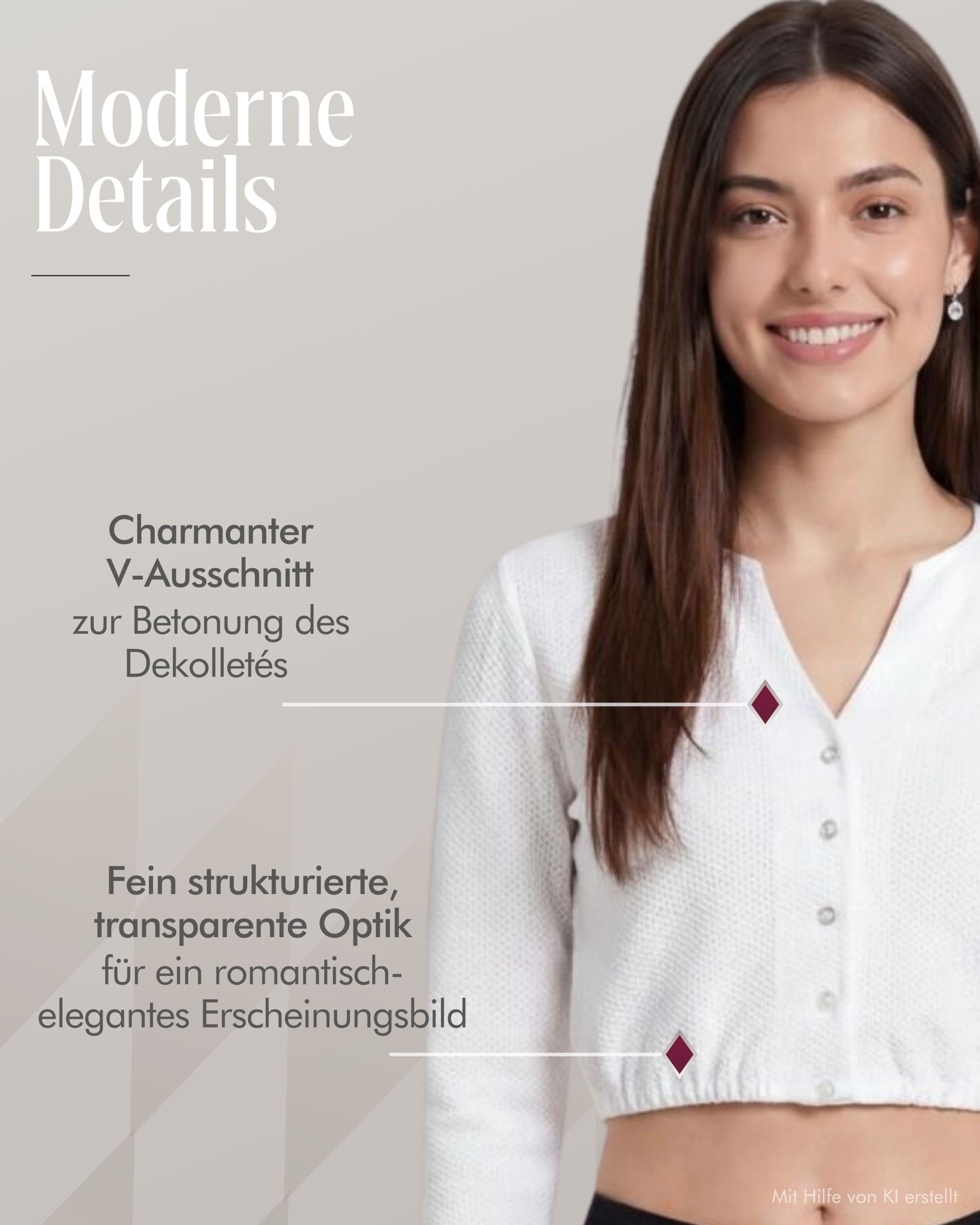 Dirndlbluse Langarm Lorena in Weiß