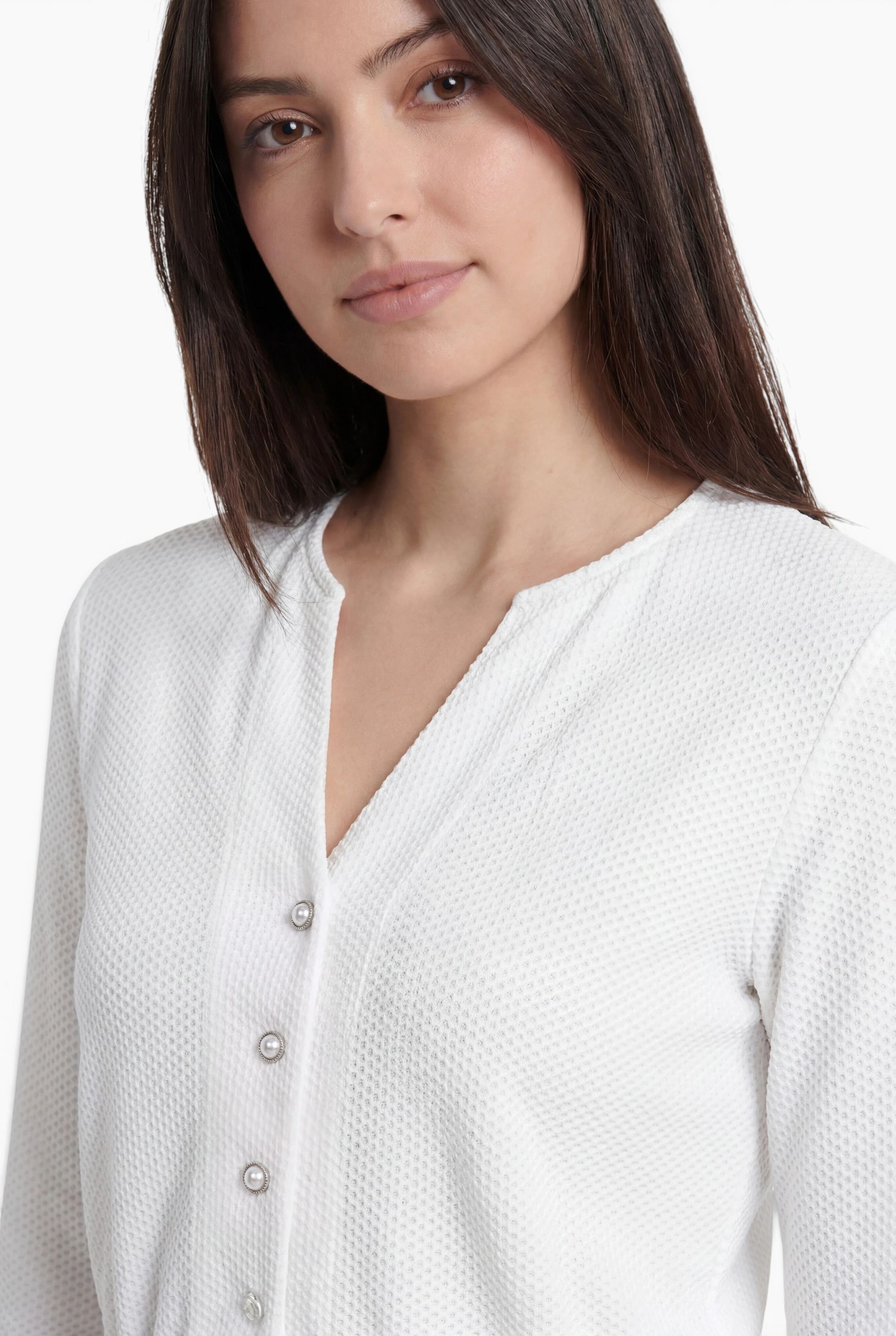 Dirndlbluse Langarm Lorena in Weiß
