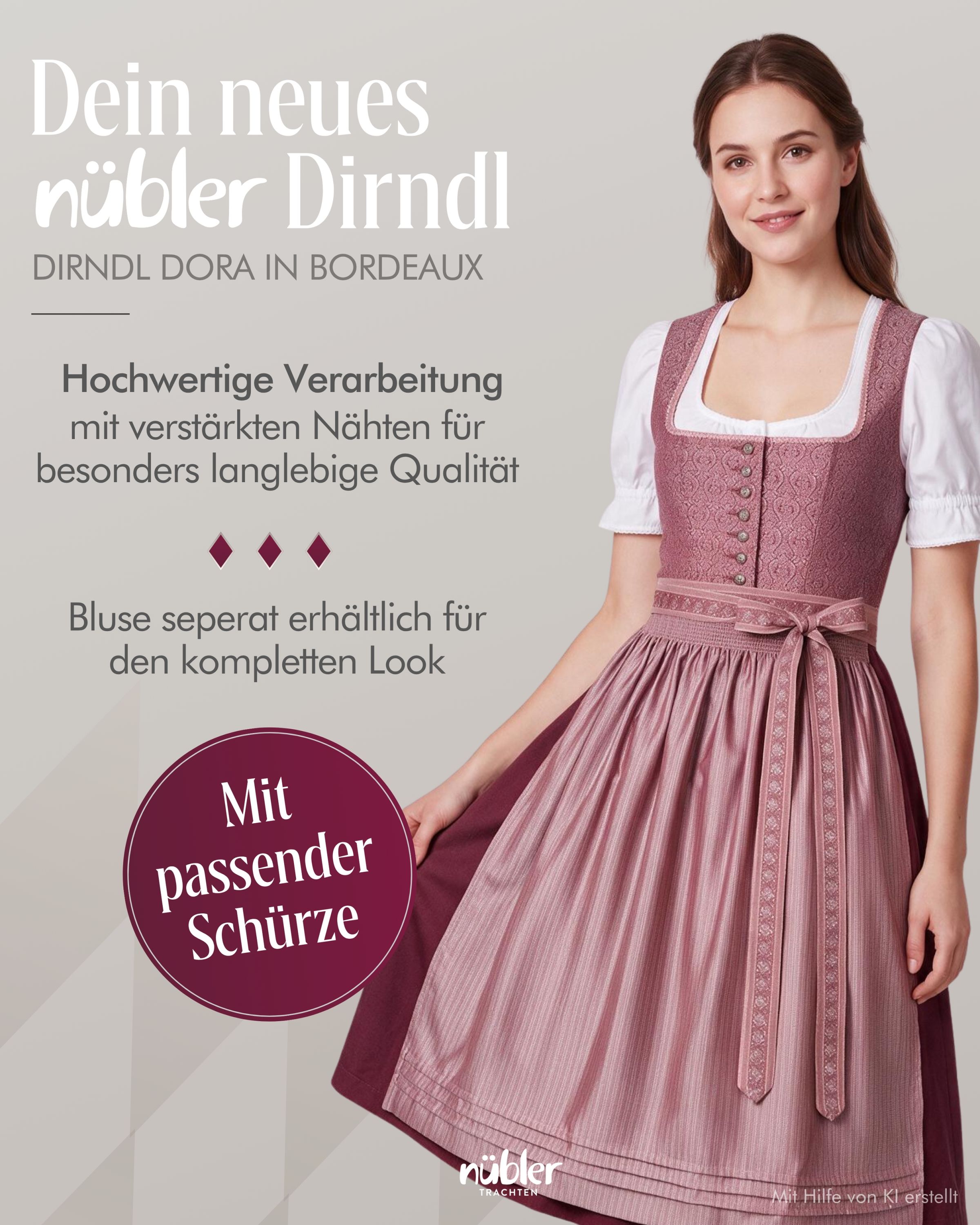 Dindl midi Dora in Bordeaux von Nübler