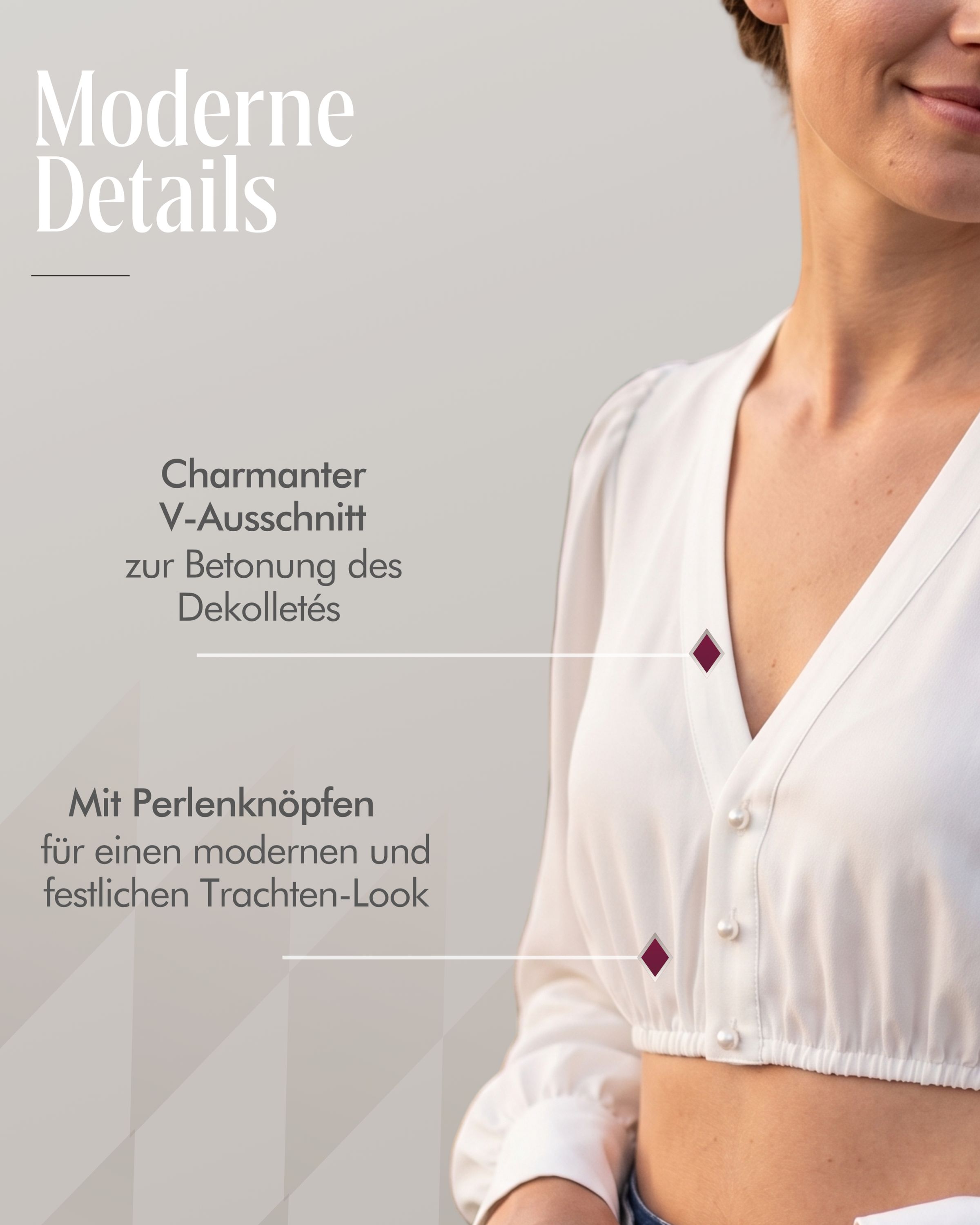 Dirndlbluse Charlotte Langarm in Creme von Nübler