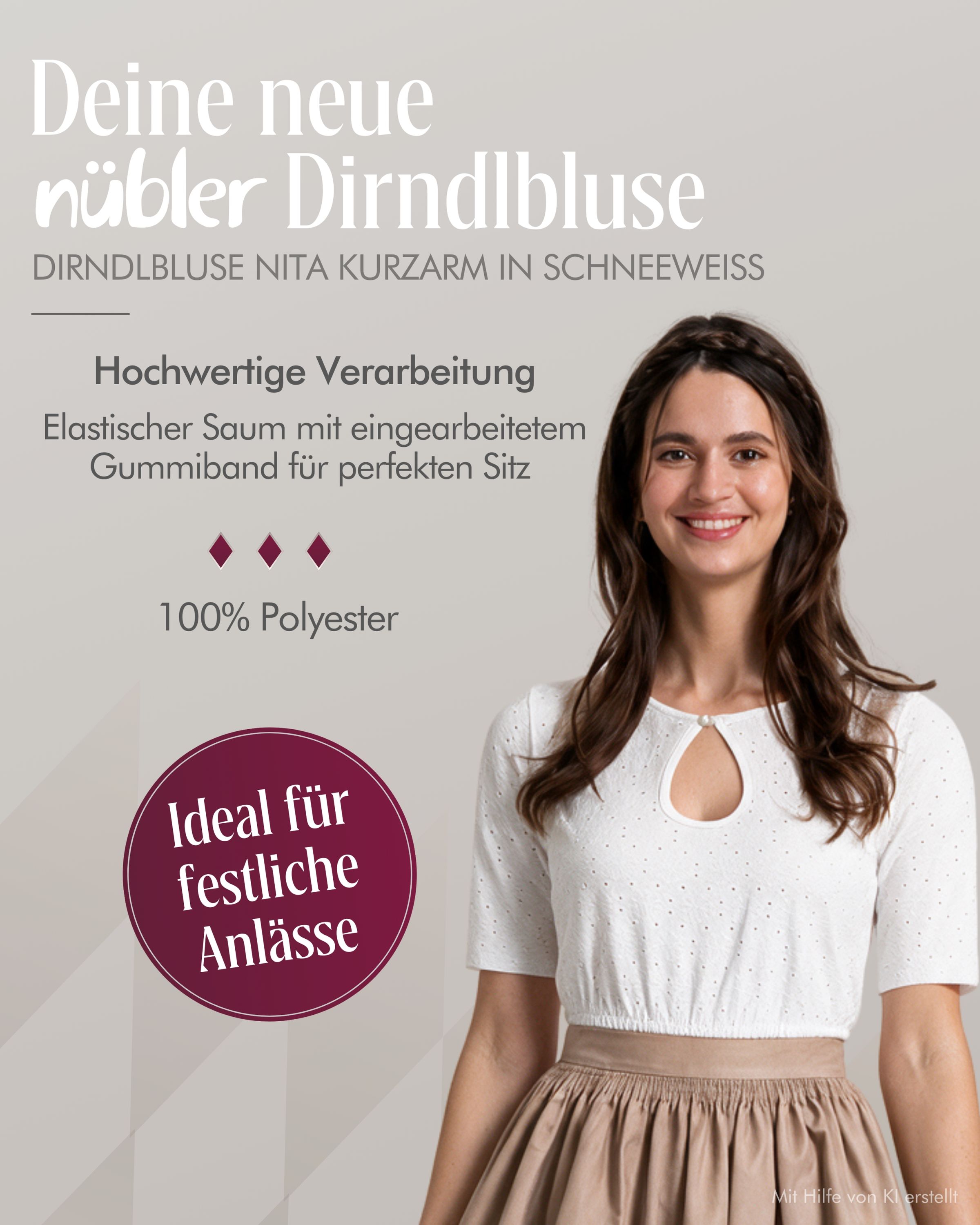 Dirndbluse Nita in Schneeweiß von Nübler