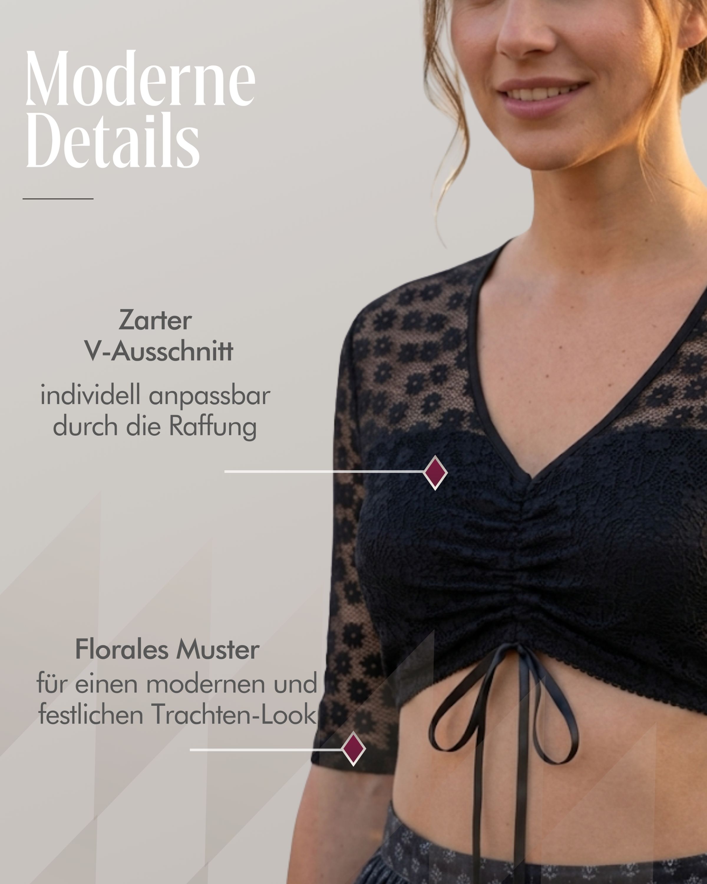 Dirndlbluse kurzarm Moni in Schwarz von Nübler
