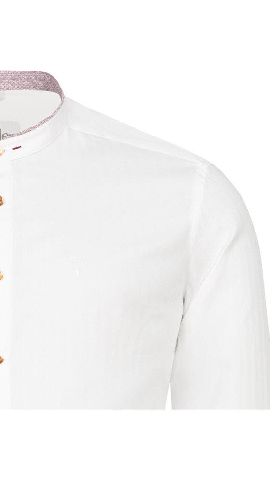 Trachtenhemd Langarm Pino in Weiß Rot von Nübler