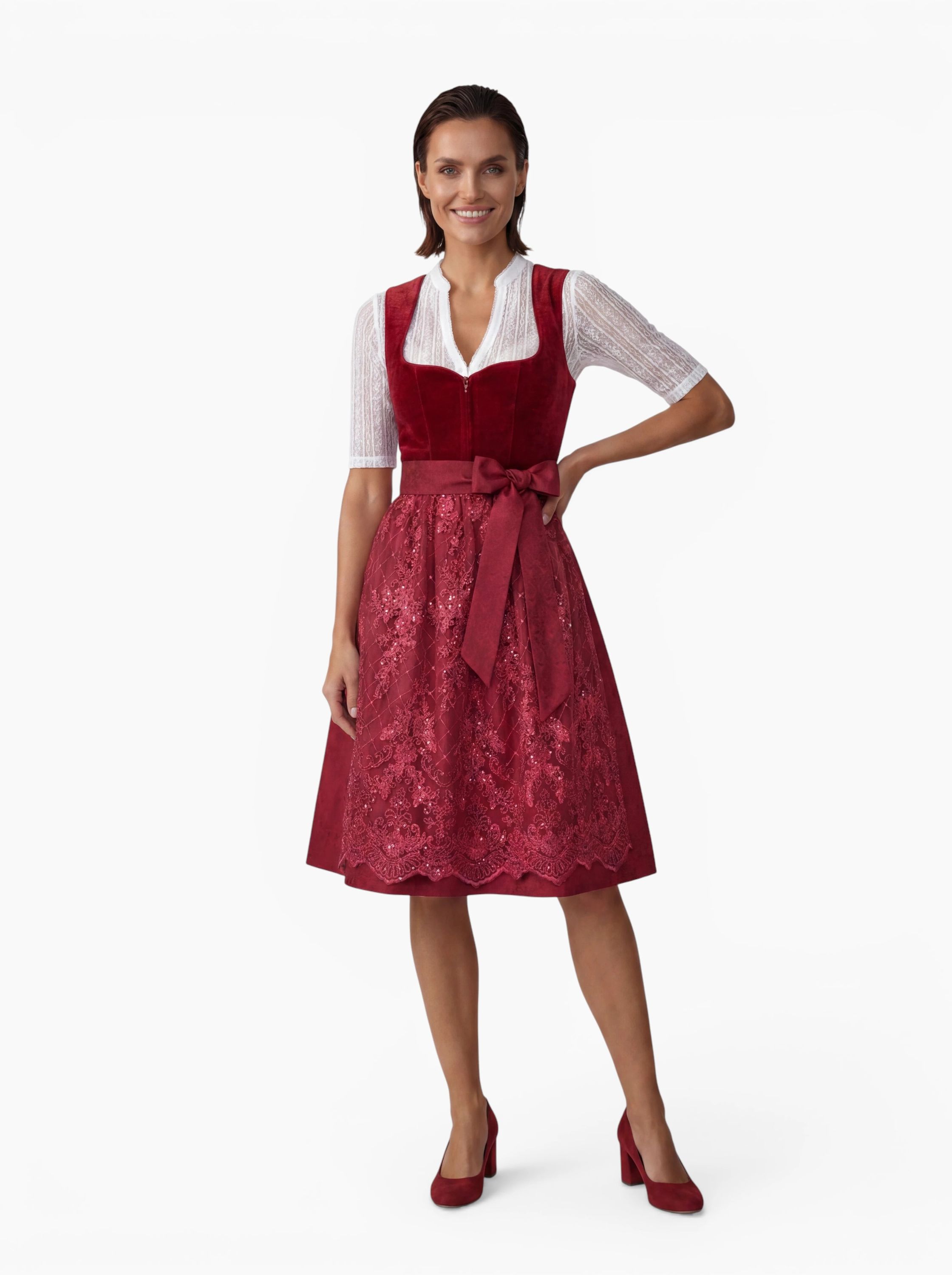 Mididirndl Kira in Rot