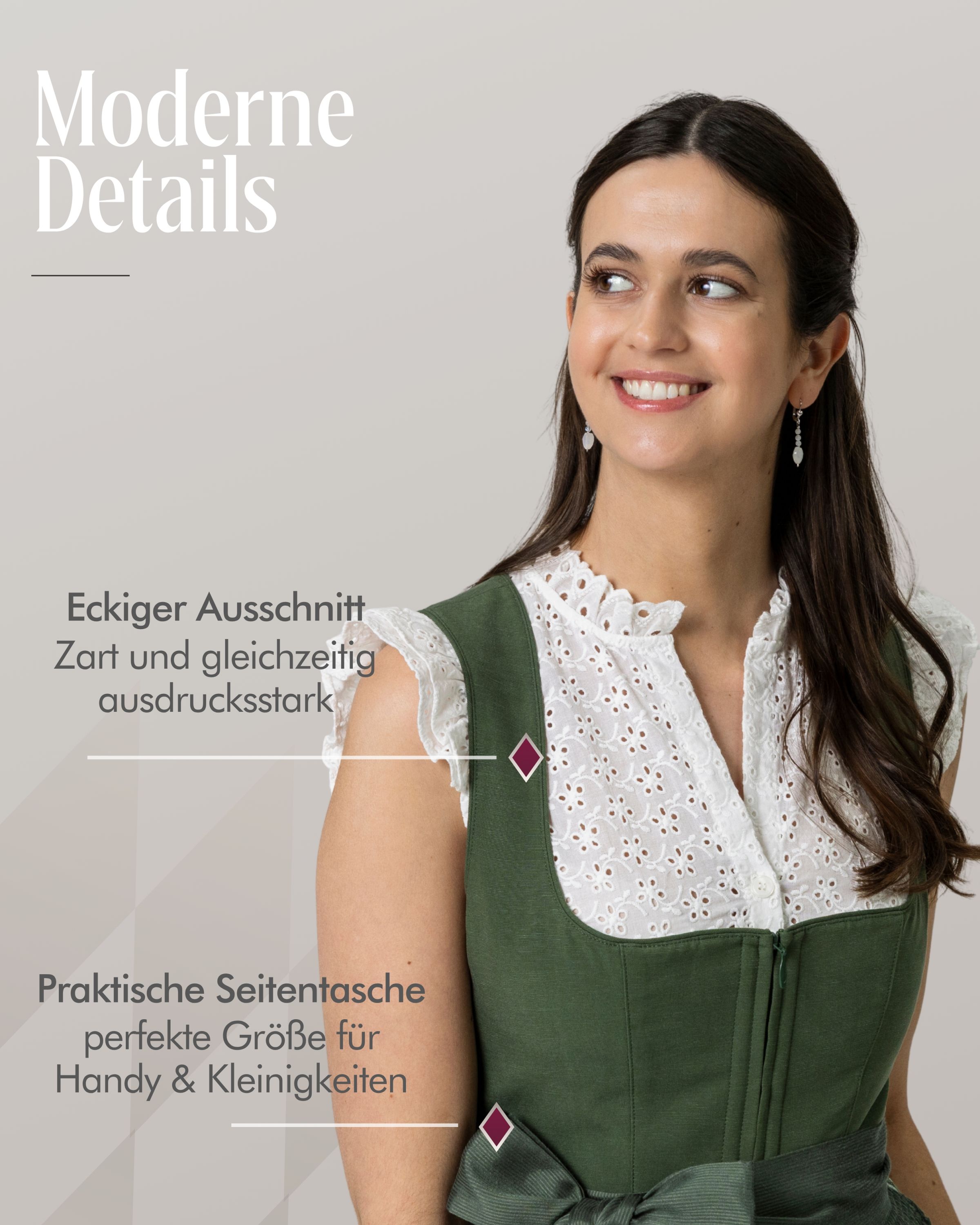 Midi Dirndl Rezi in Oliv von Nübler