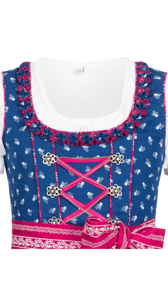 Mädchen Dirndl im traditionellen Stil Kinder Trachten, Blau