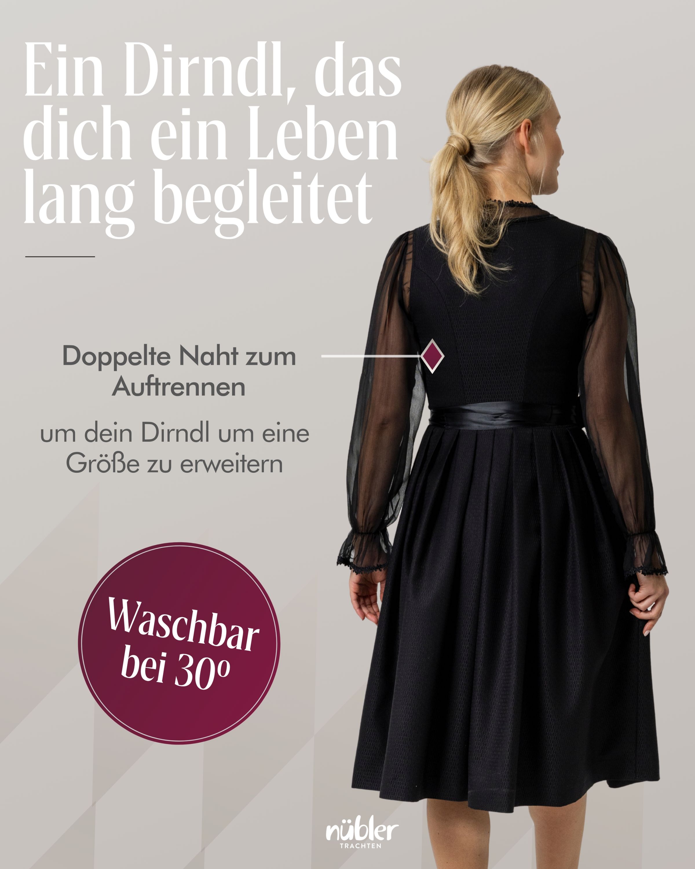 Midi Dirndl Kathleen in Kohle von Nübler