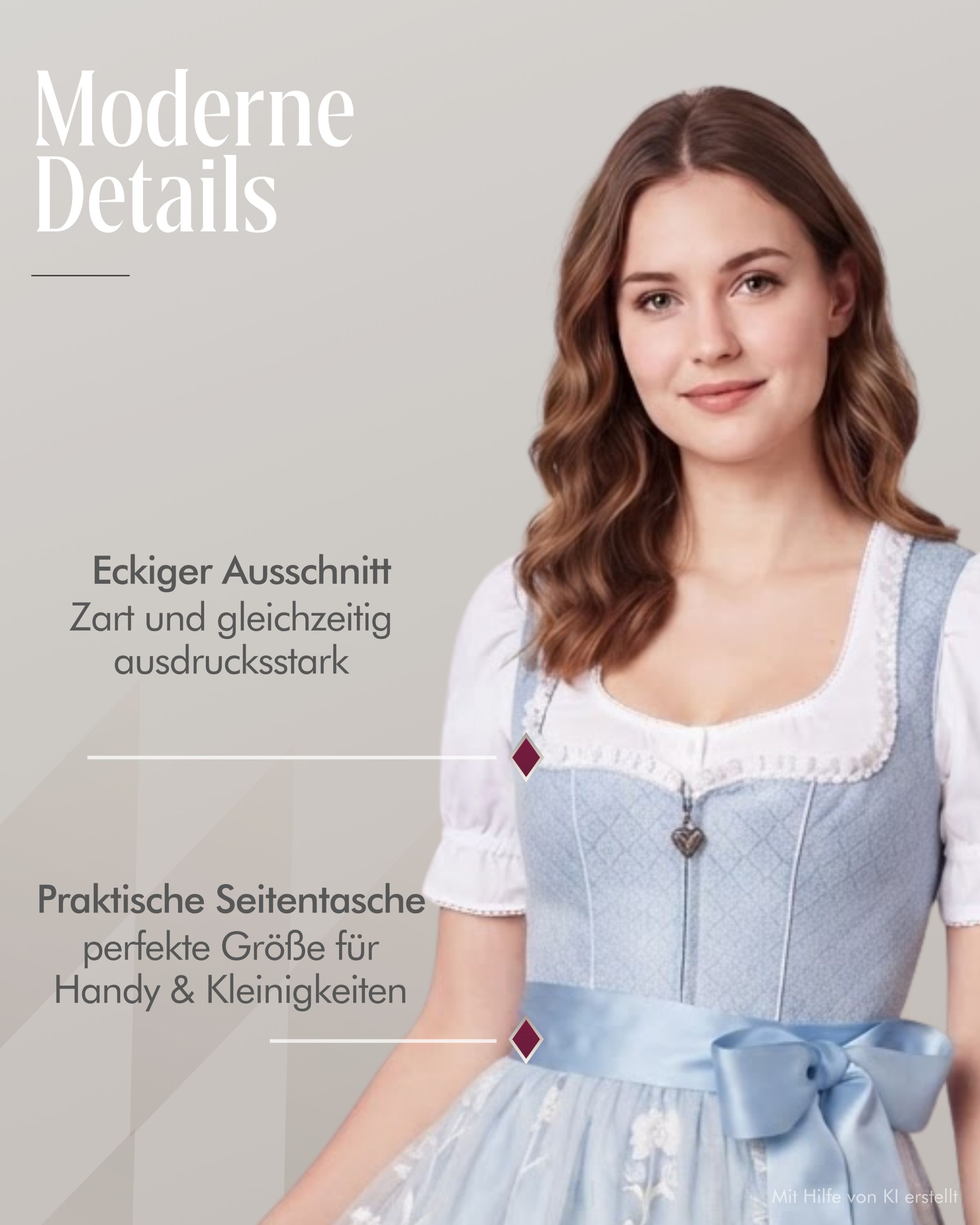 Midi Dirndl Gardi in Eisblau von Nübler