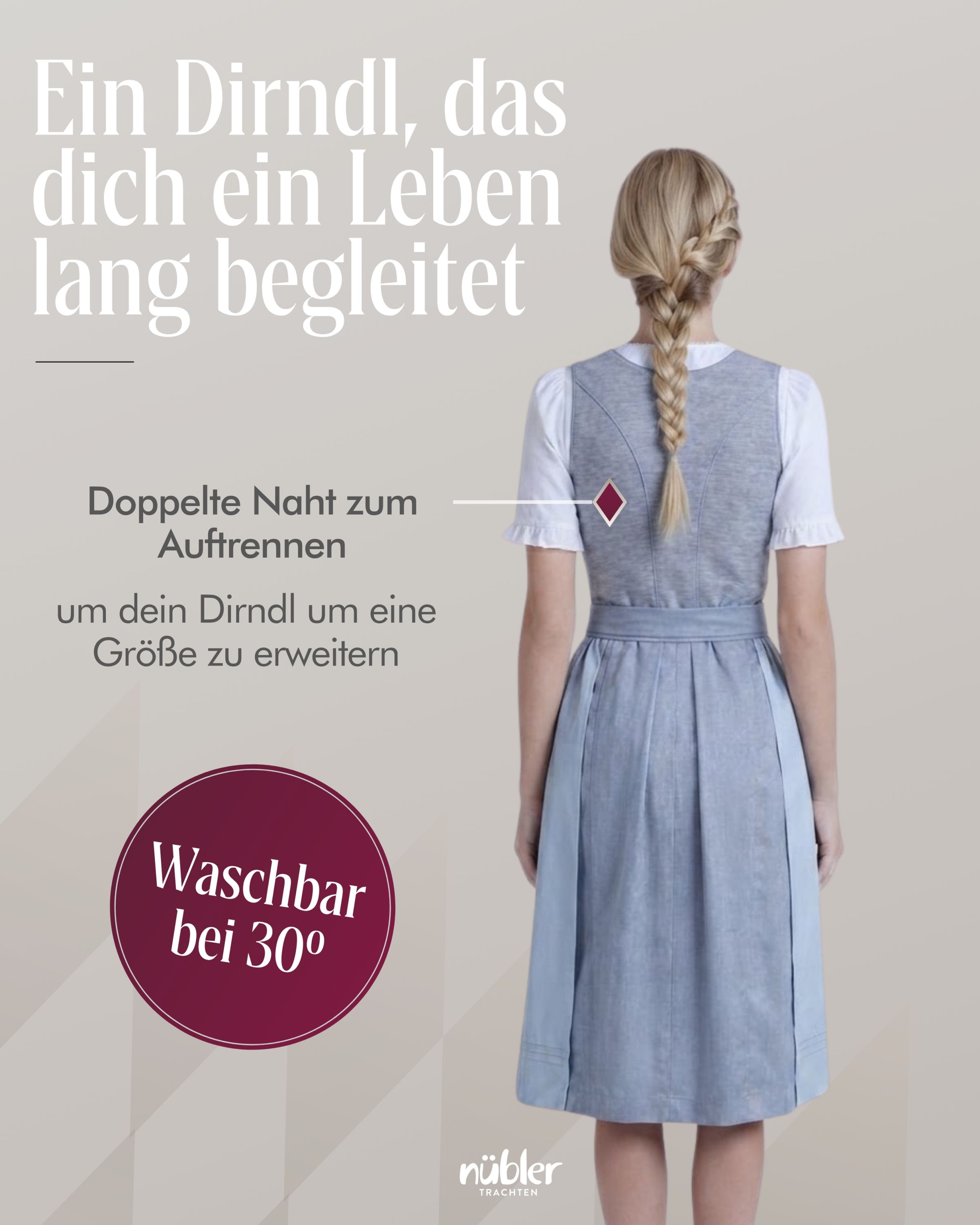 Mididirndl Kira in Rauchblau