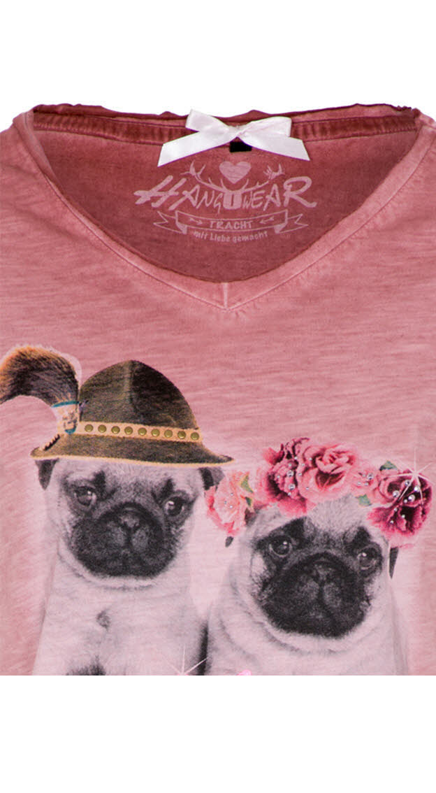 Trachten-Shirt Kurzarm Rosi in Rosa von HangOwear