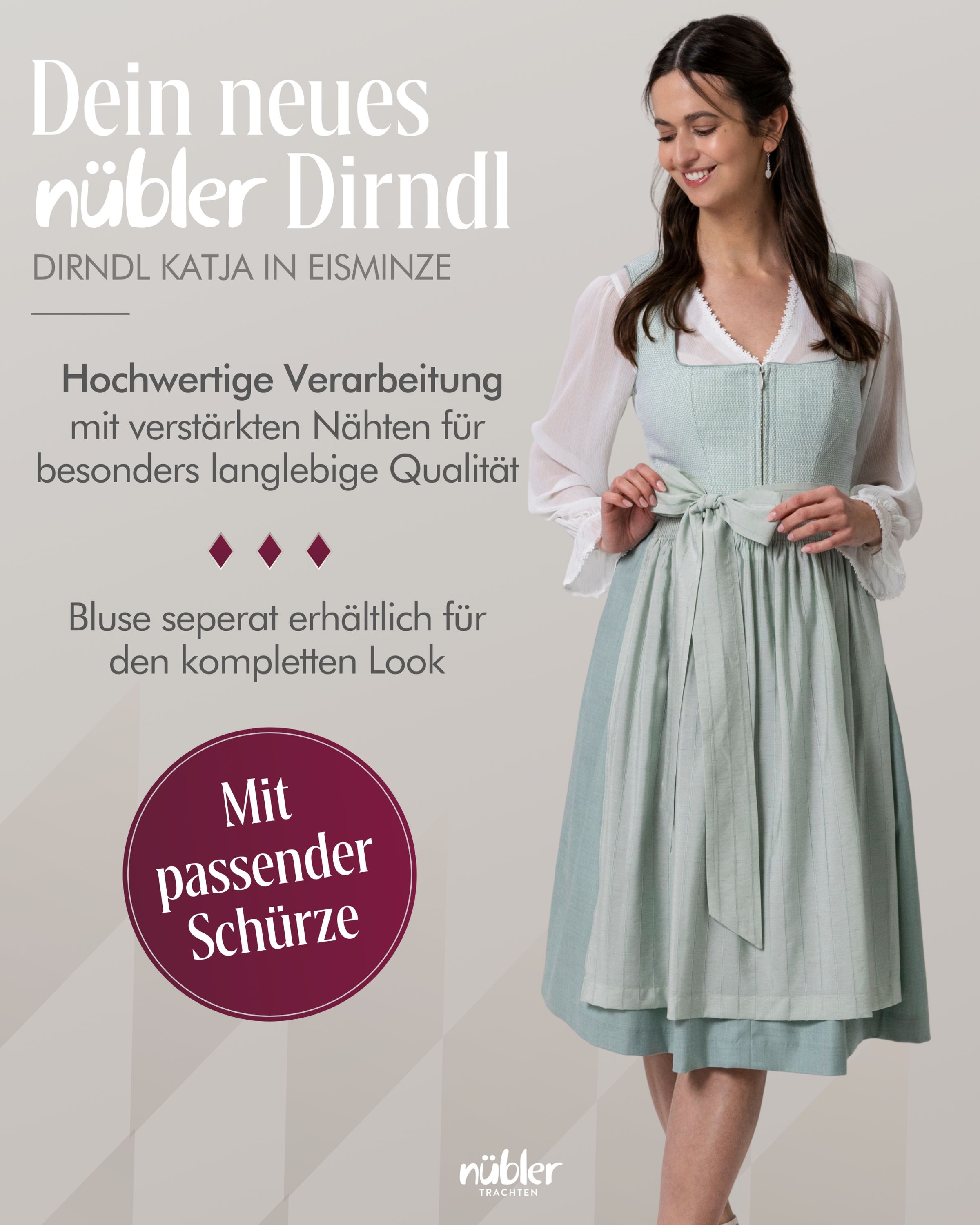 Midi Dirndl Kaja in Eisminze von Nübler