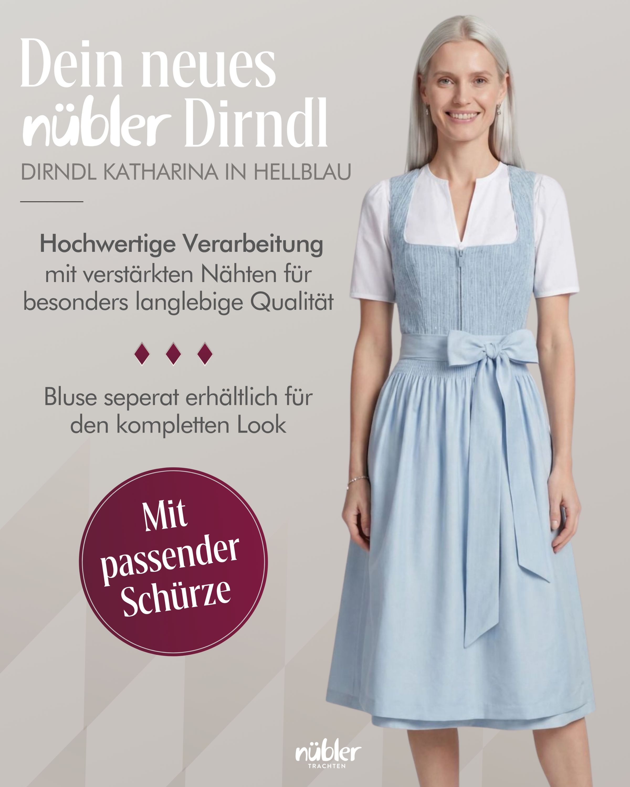 Mididirndl Katherina in Hellblau