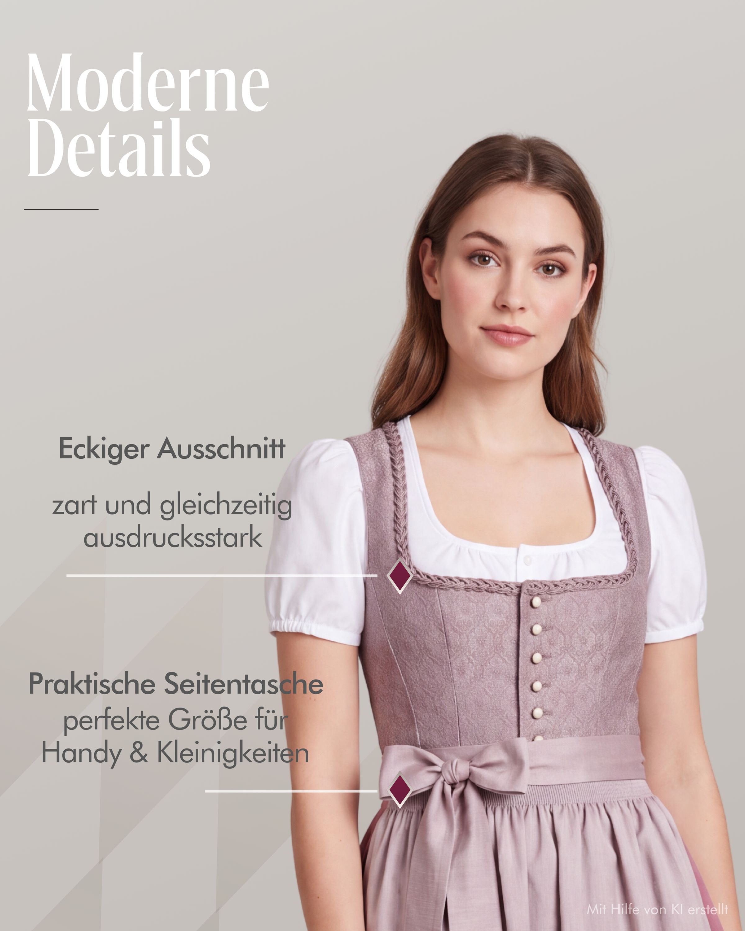 Dirndl lang Adele in Altrosa von Nübler