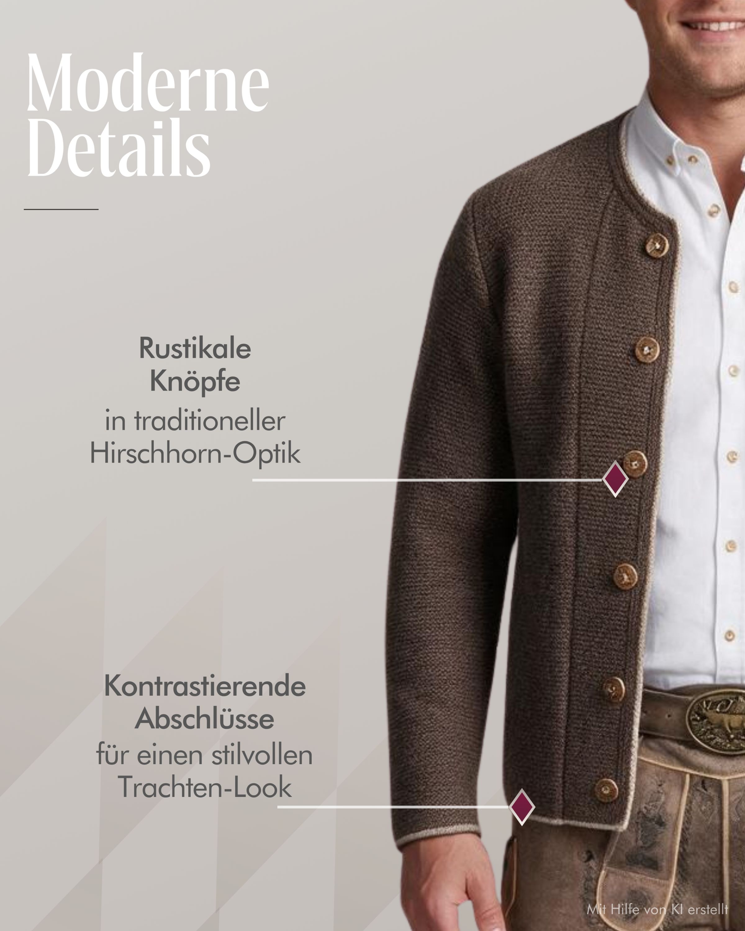 Trachtenstrickjacke Hannes in dunkelbraun von Nübler