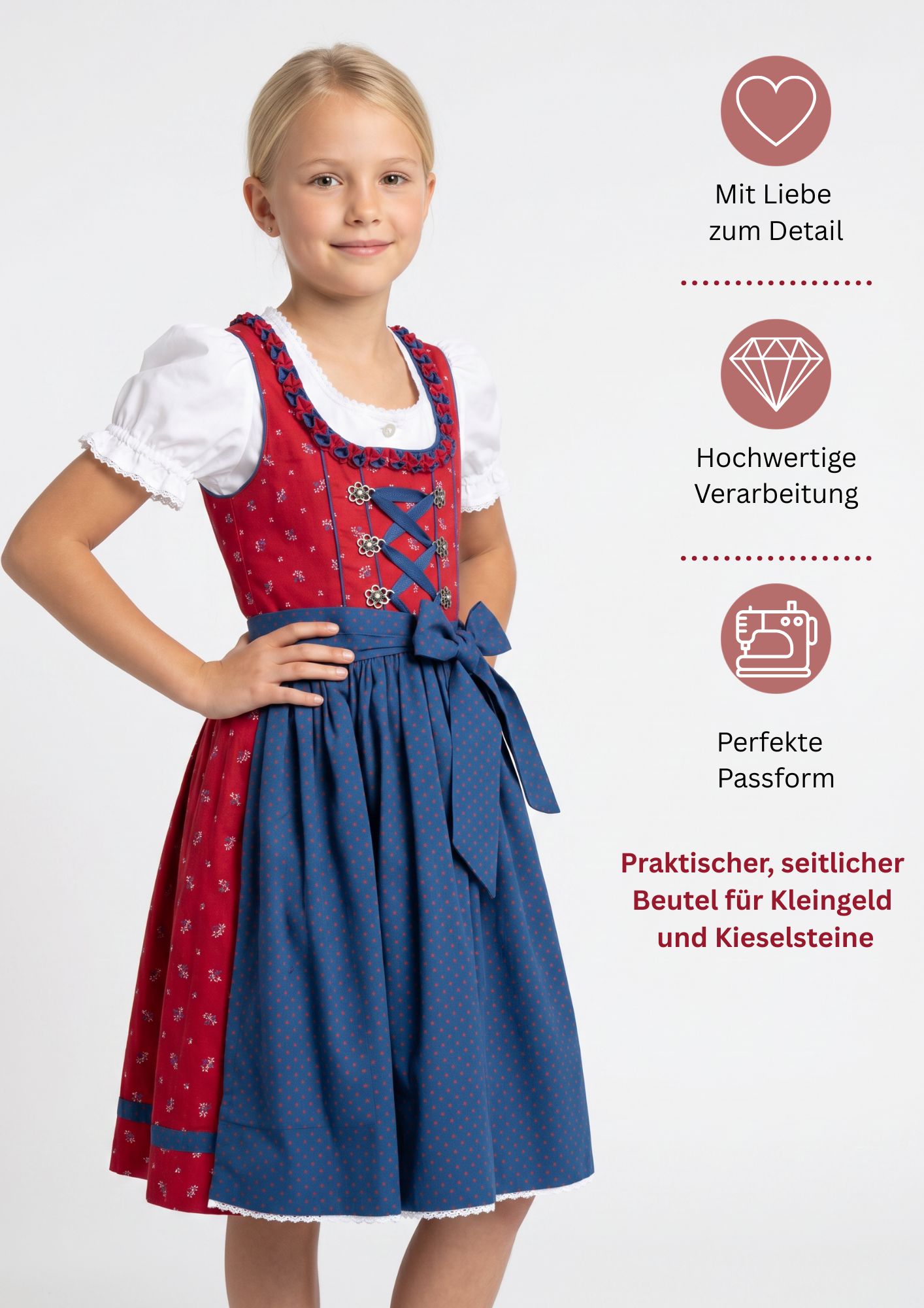 Mädchen Dirndl im traditionellen Stil Kinder Trachten
