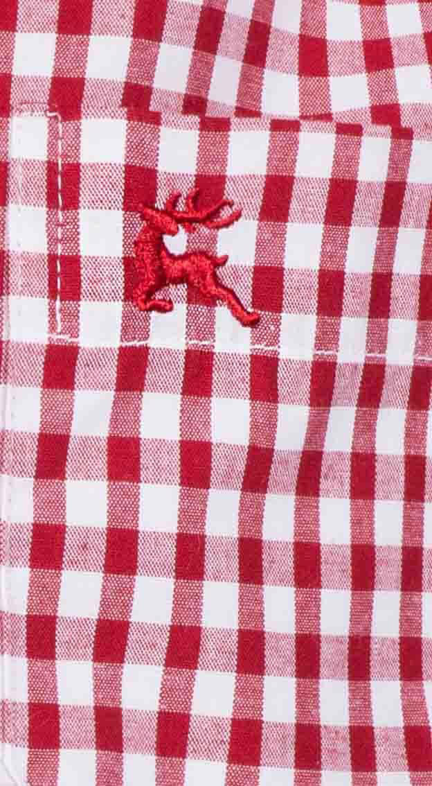 Kindertrachtenhemd Langarm Nick in Rot von OS-Trachten