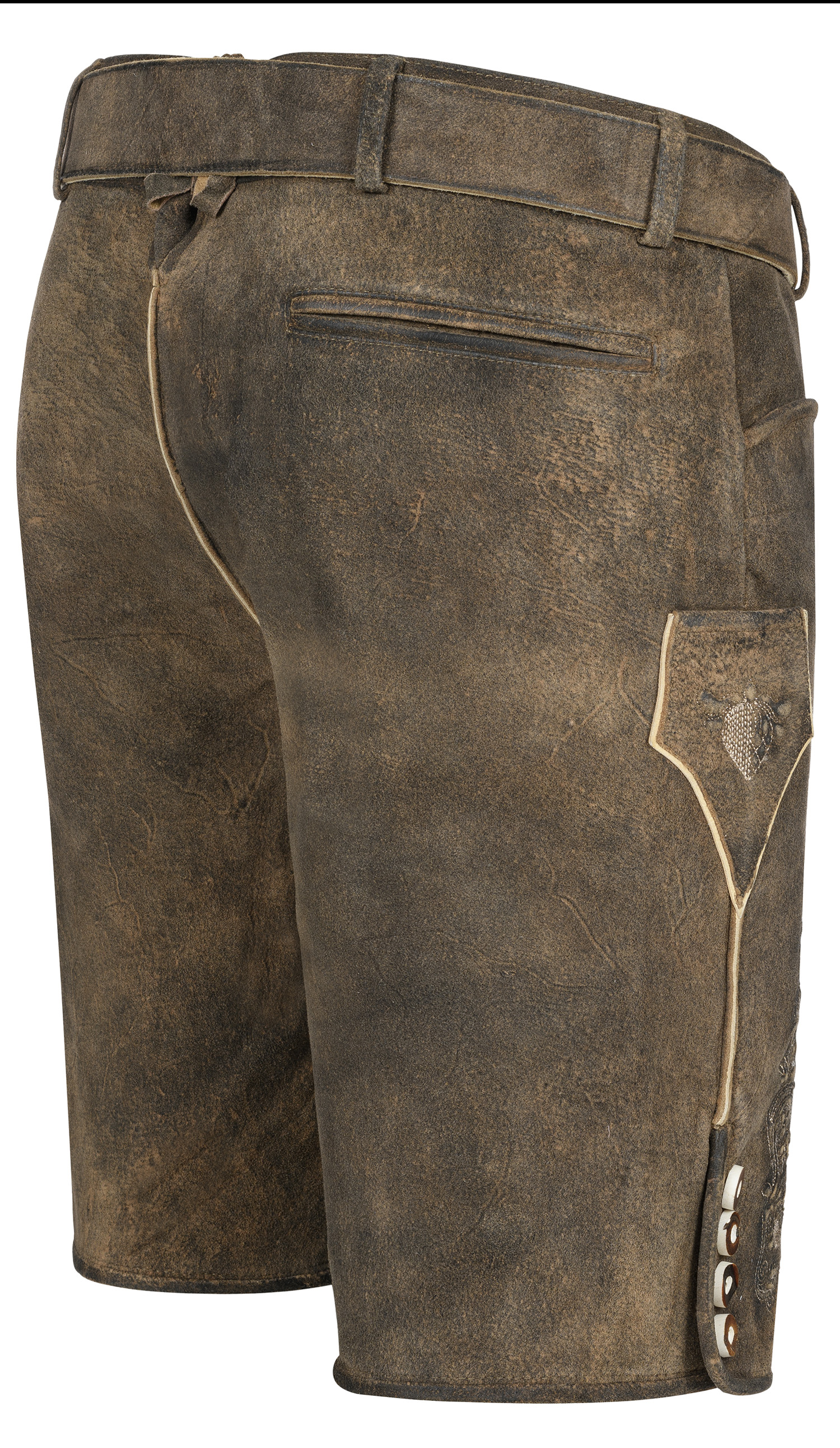 Lederhose Kurz Latz Storm Sepia Suede in Braun von Nübler