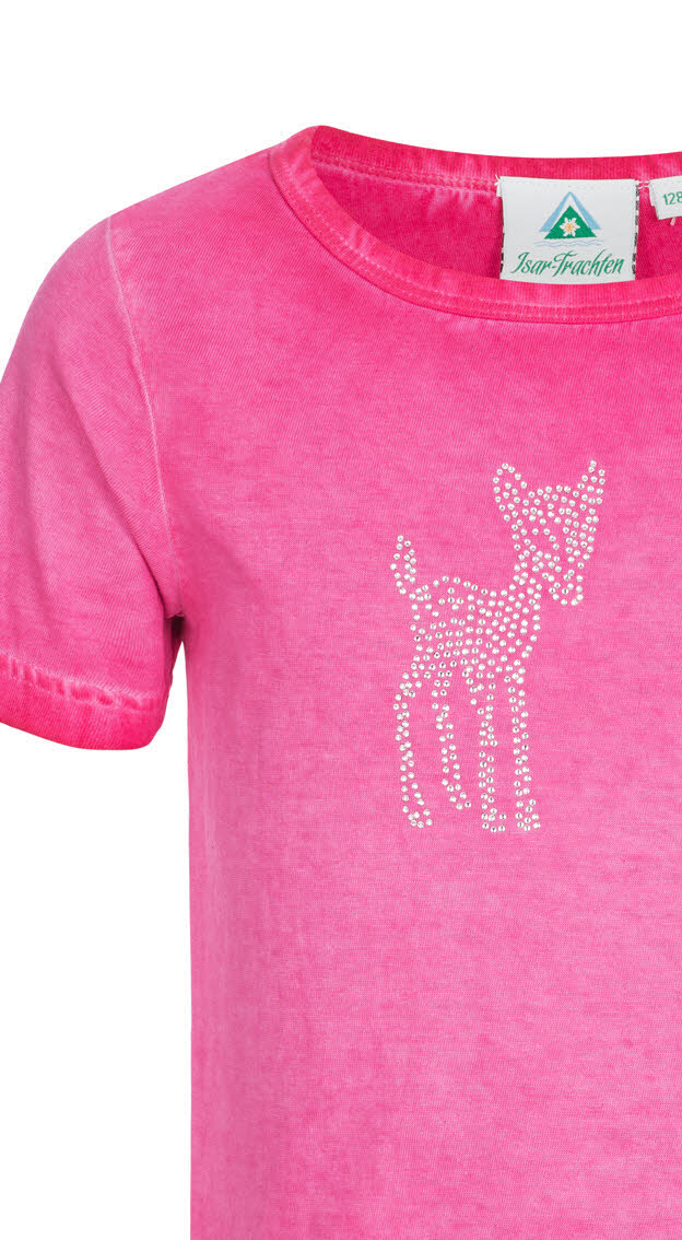 Kinder-T-Shirt Kurzarm Leni in Pink von Isar-Trachten