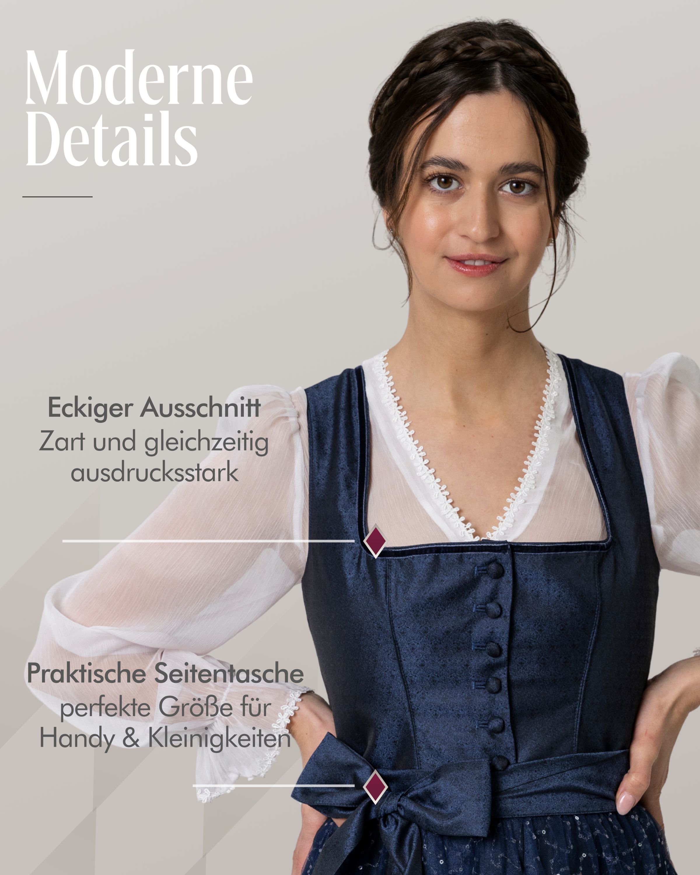 Midi Dirndl Kerala in Marine von Nübler