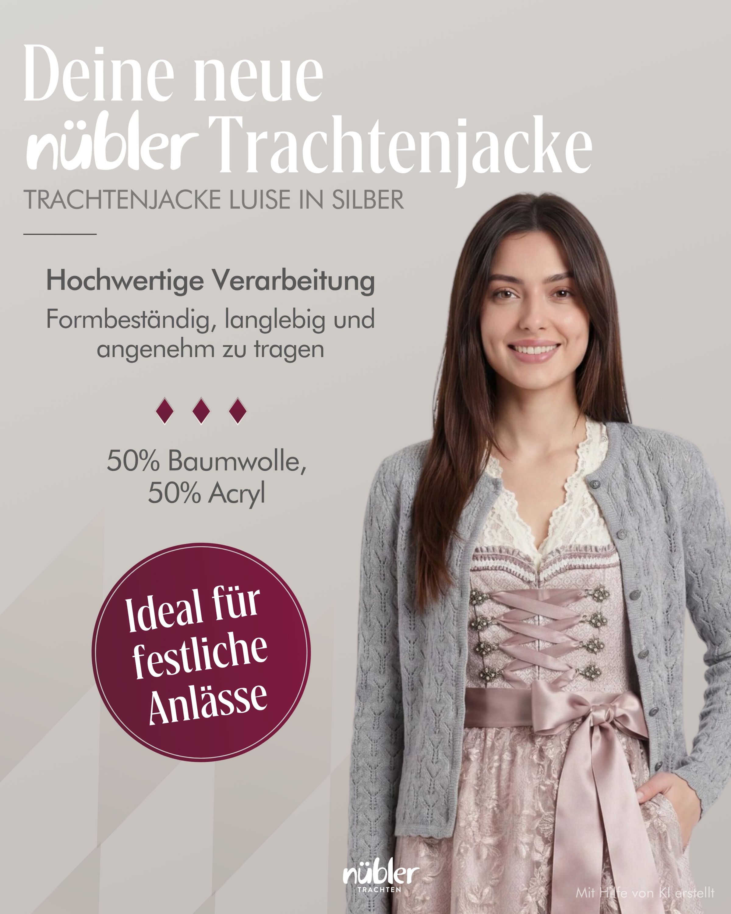 Cape Strickjacke Luise in Silber
