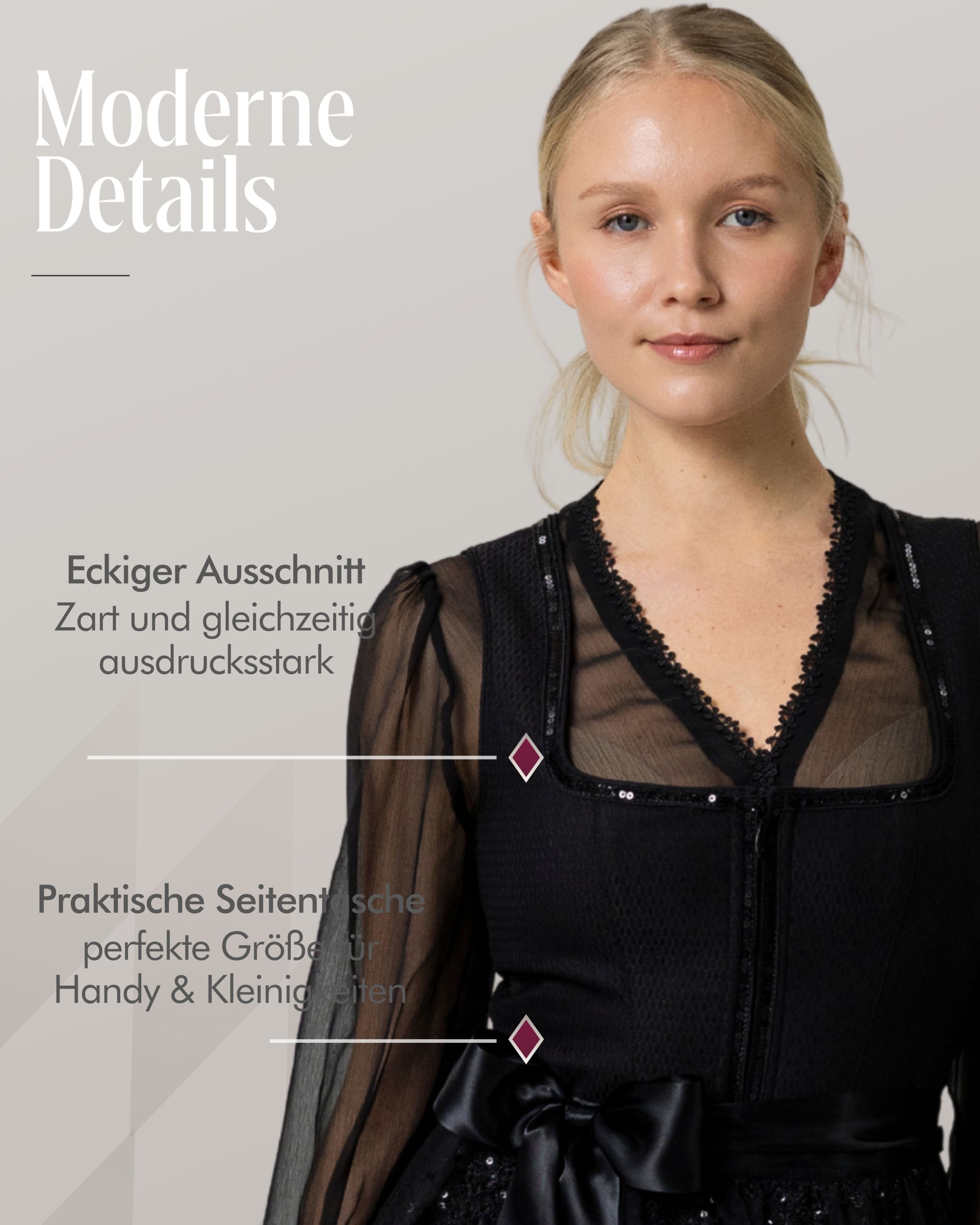 Midi Dirndl Kathleen in Kohle von Nübler