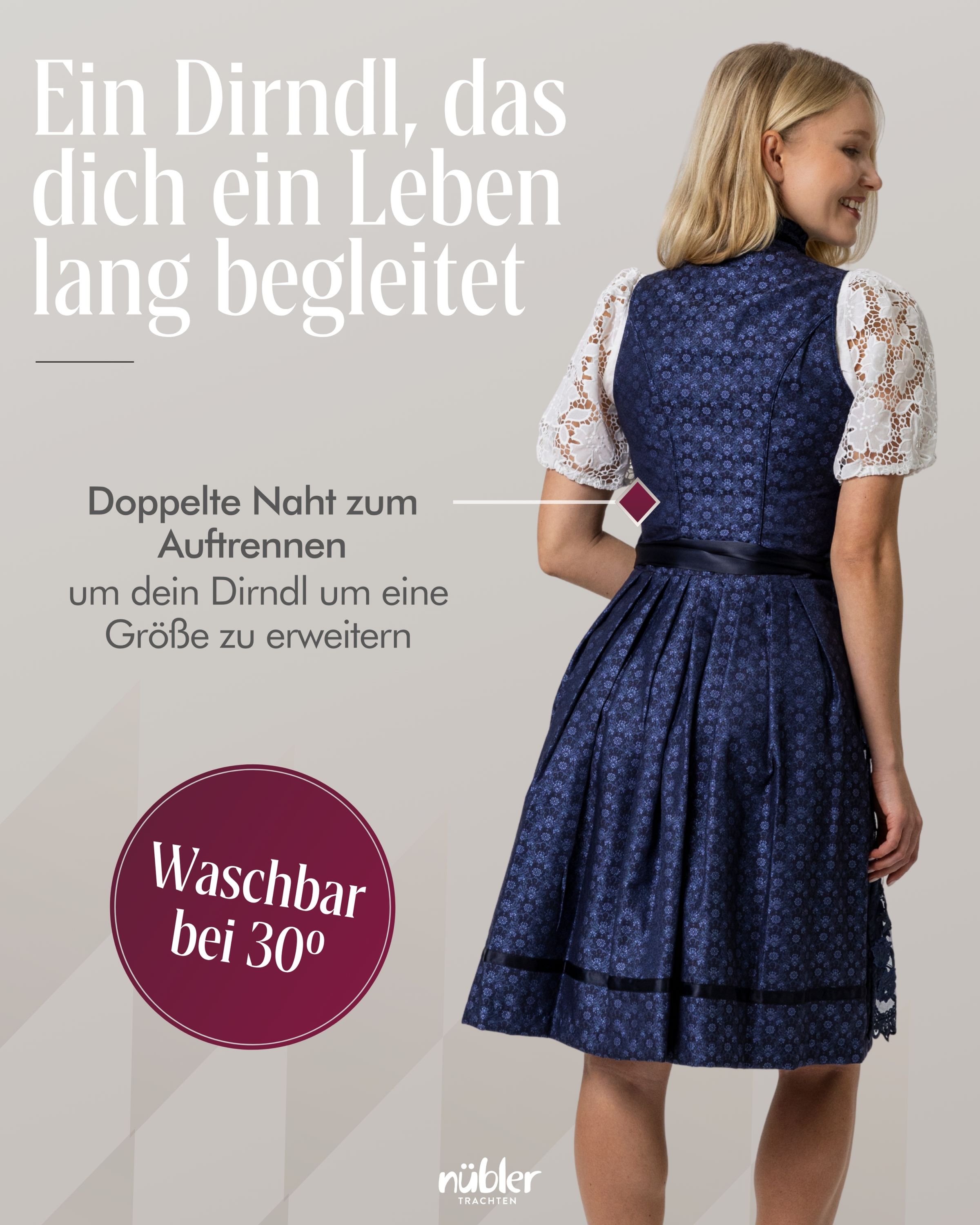 Dirndl midi Coro in Dunkelblau von Nübler