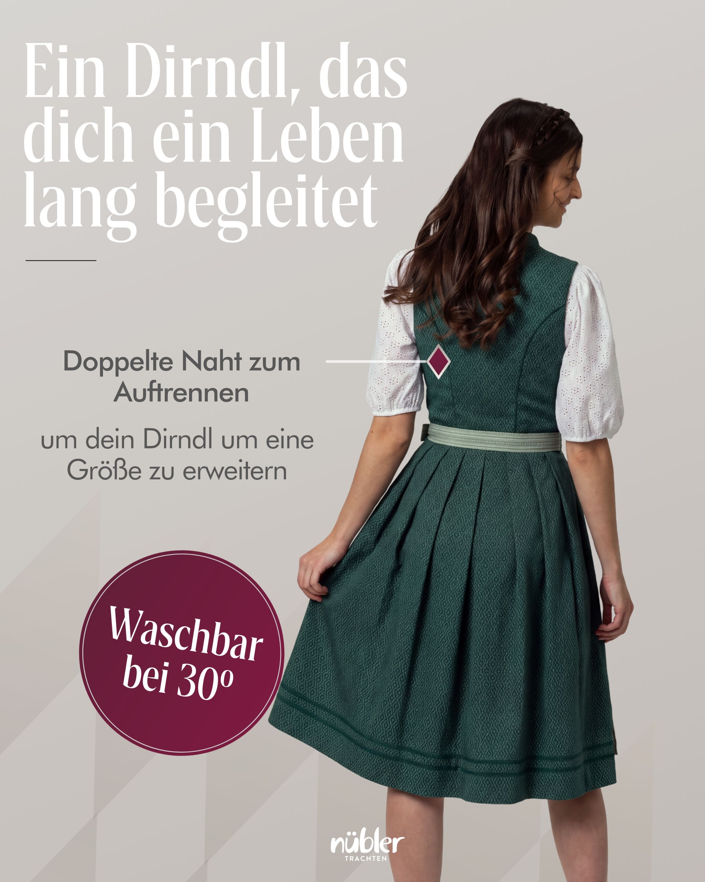 Midi Dirndl Frieda in Grün von Nübler