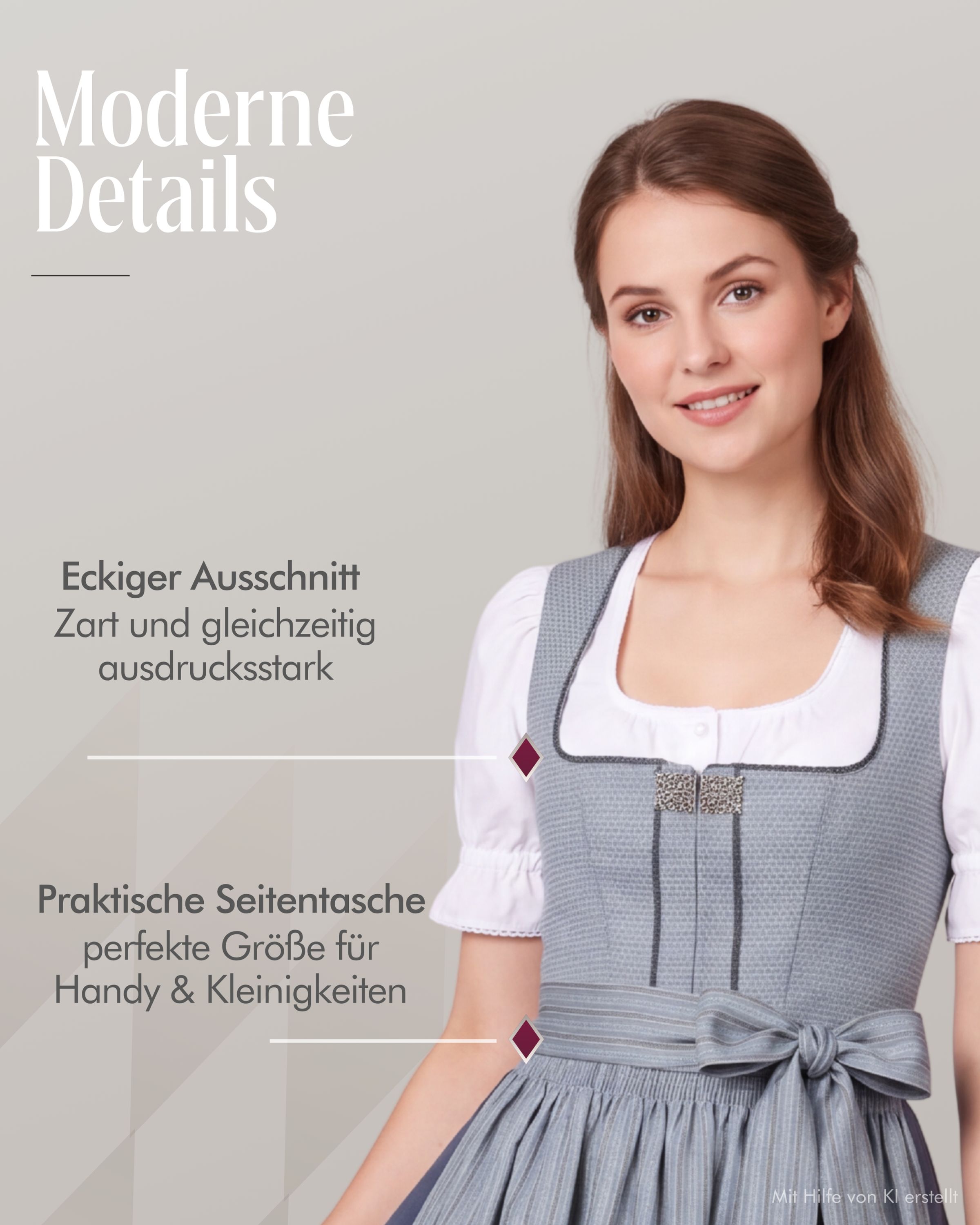 Langes Dirndl Gill in Silber von Nübler