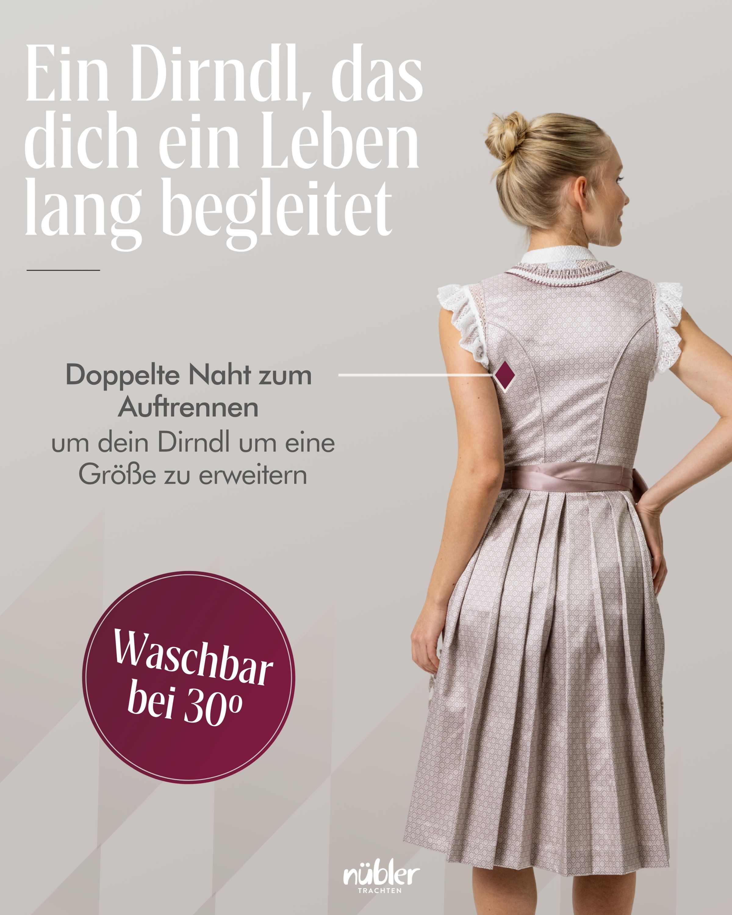 Dirndl Midi Tessa in Taupe von Nübler