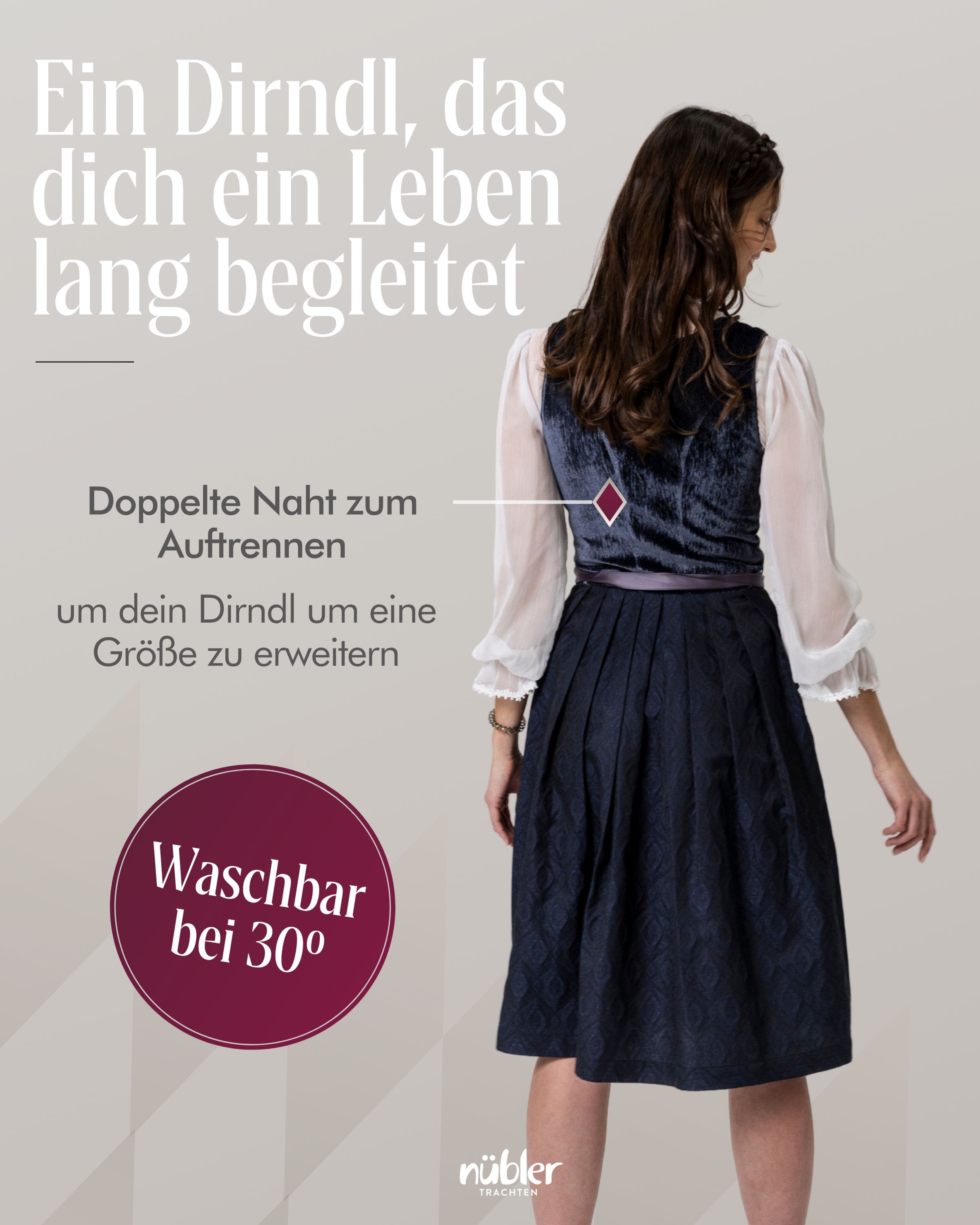 Midi Dirndl Korinna in Eisblau von Nübler