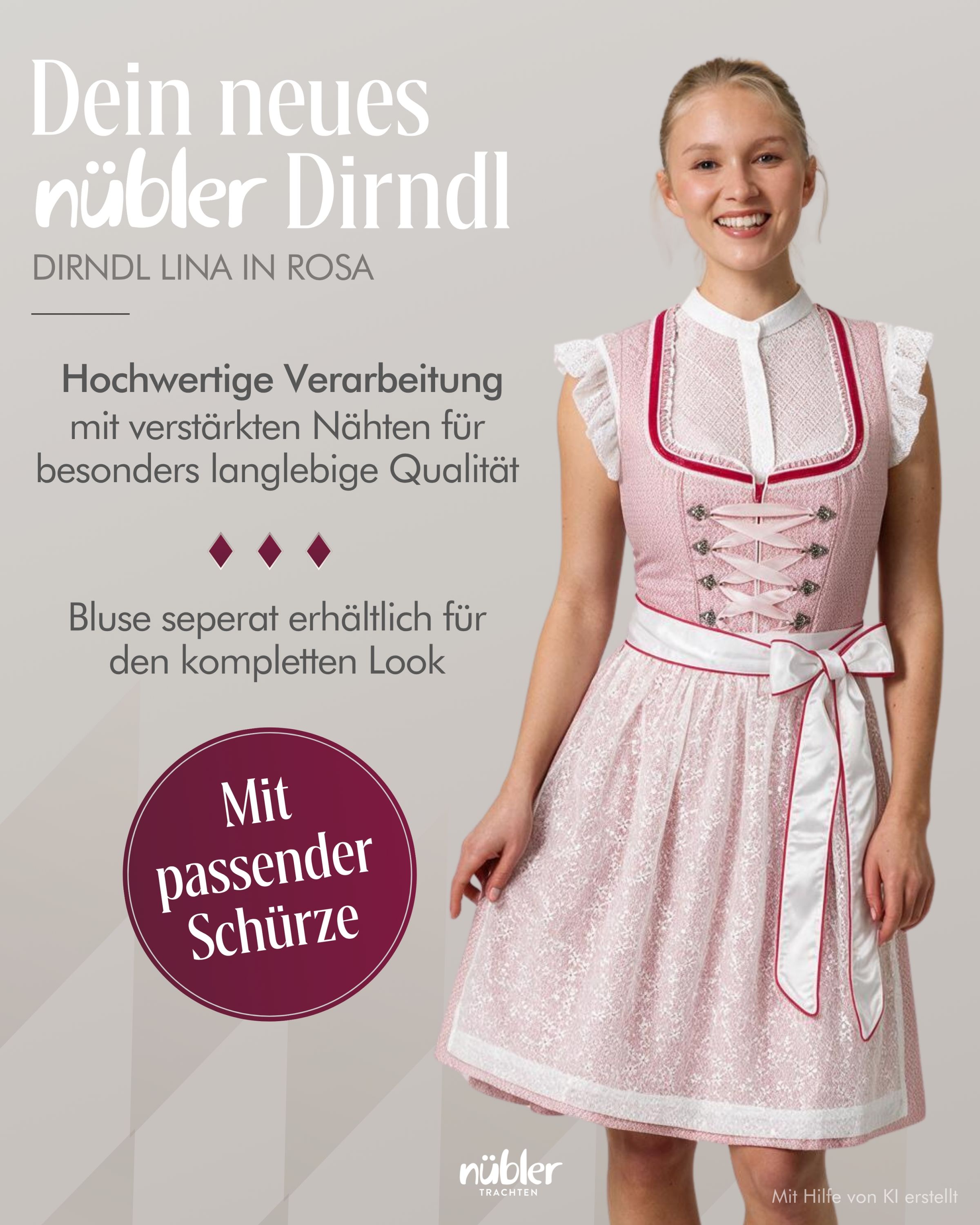 Mini Dirndl Lina in Rosa von Nübler