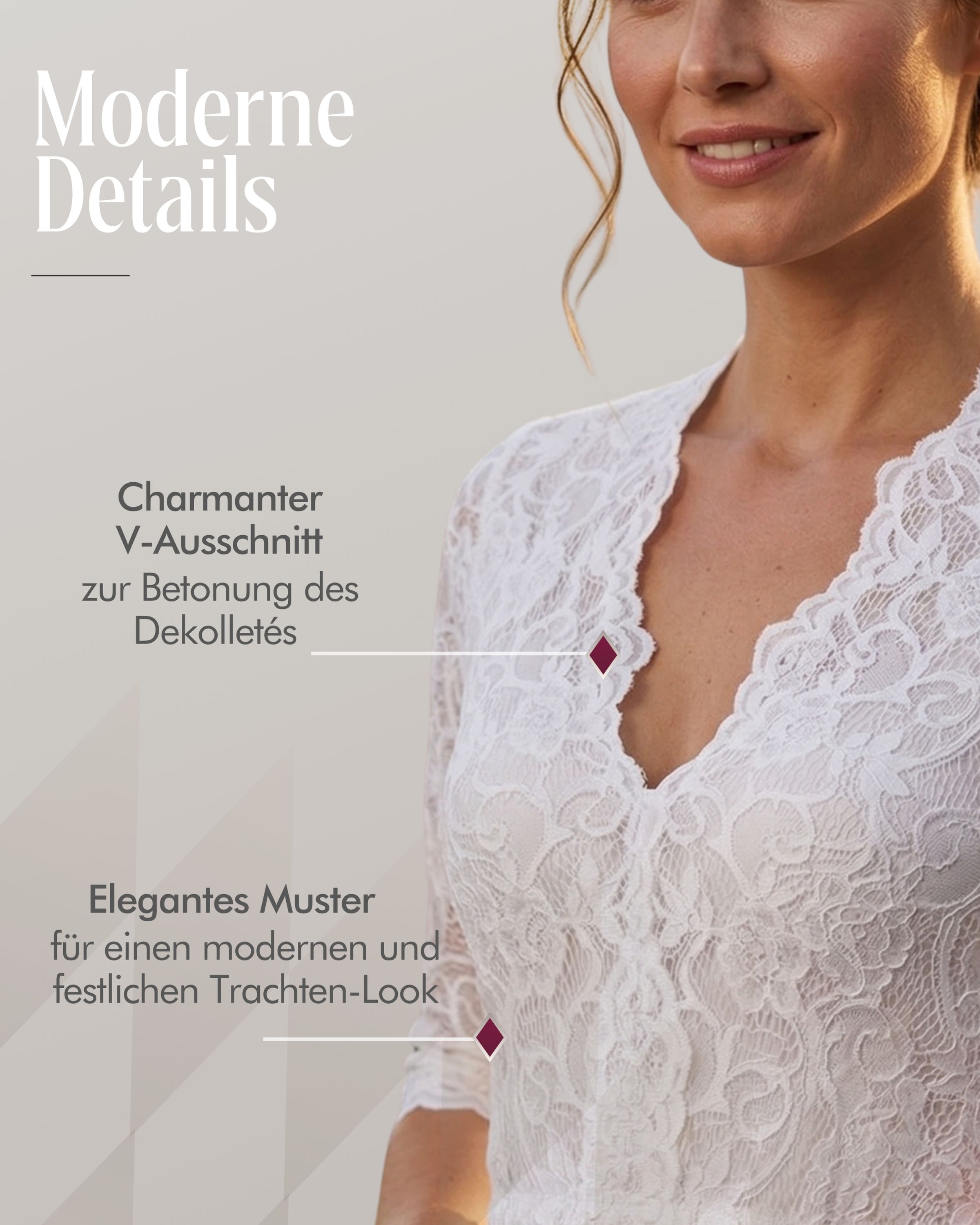 Dirndlbluse Gea in Weiß von Nübler