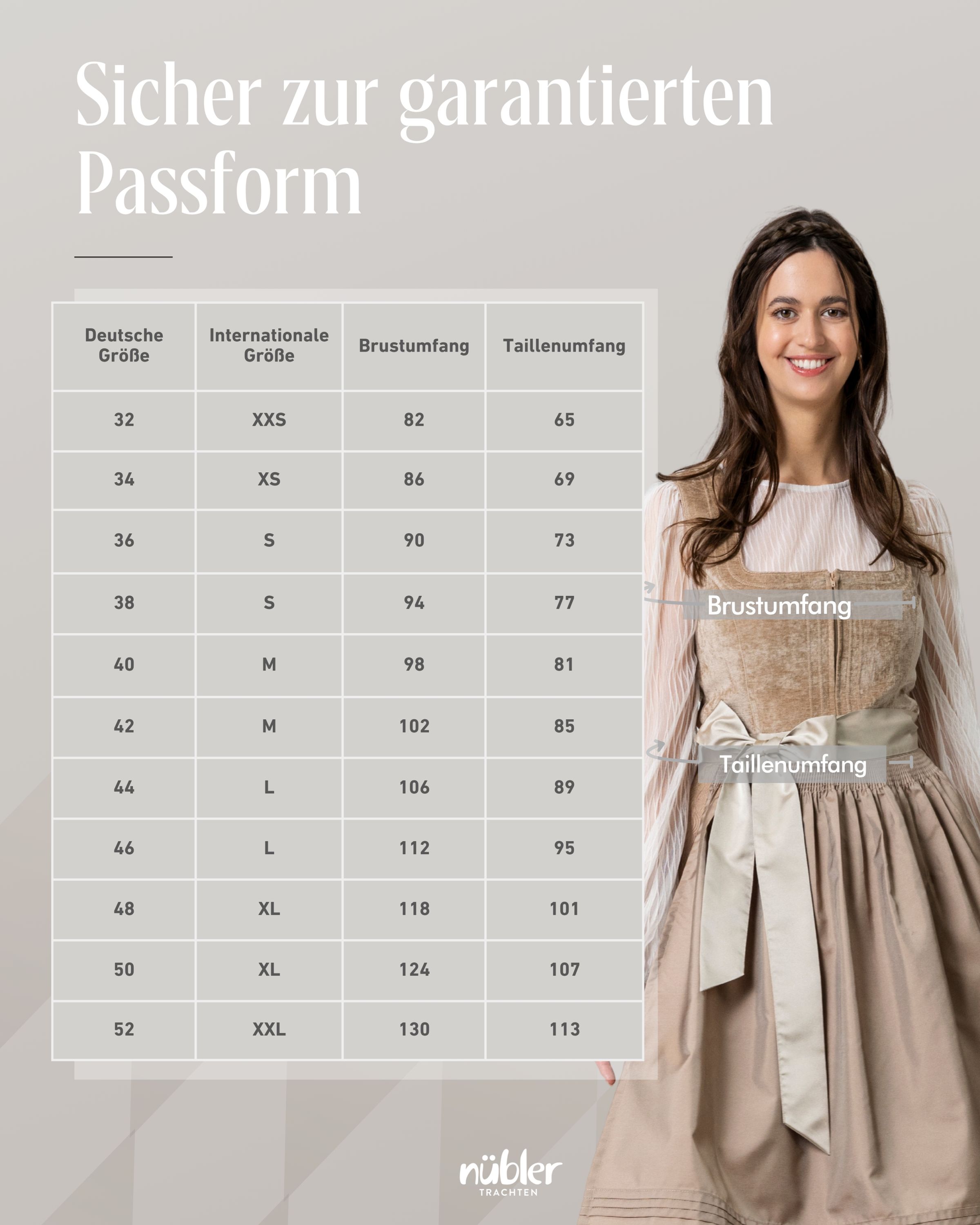 Midi Dirndl Klarissa in Karamellbeige von Nübler
