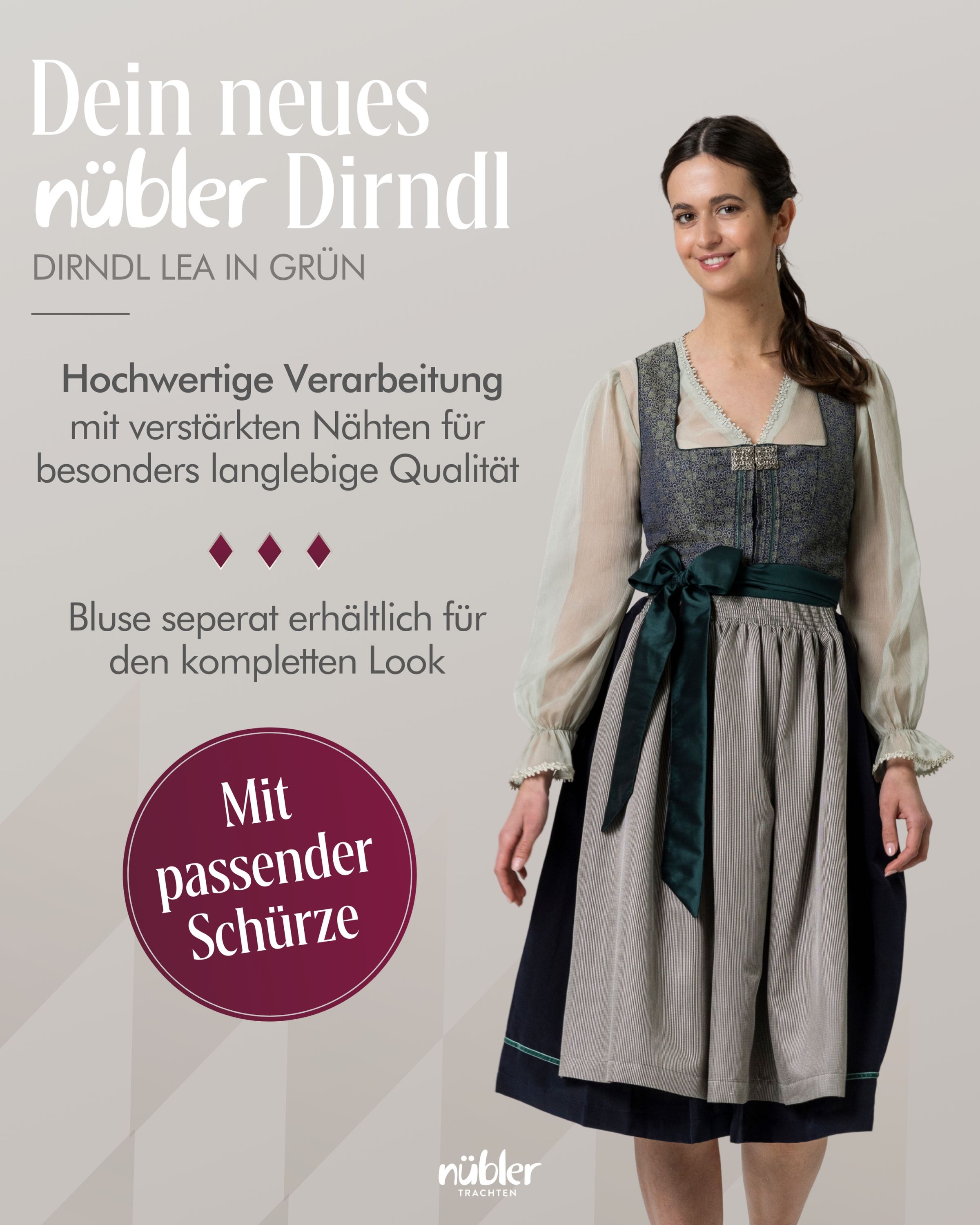 Dirndl midi Lea in Grün von Nübler