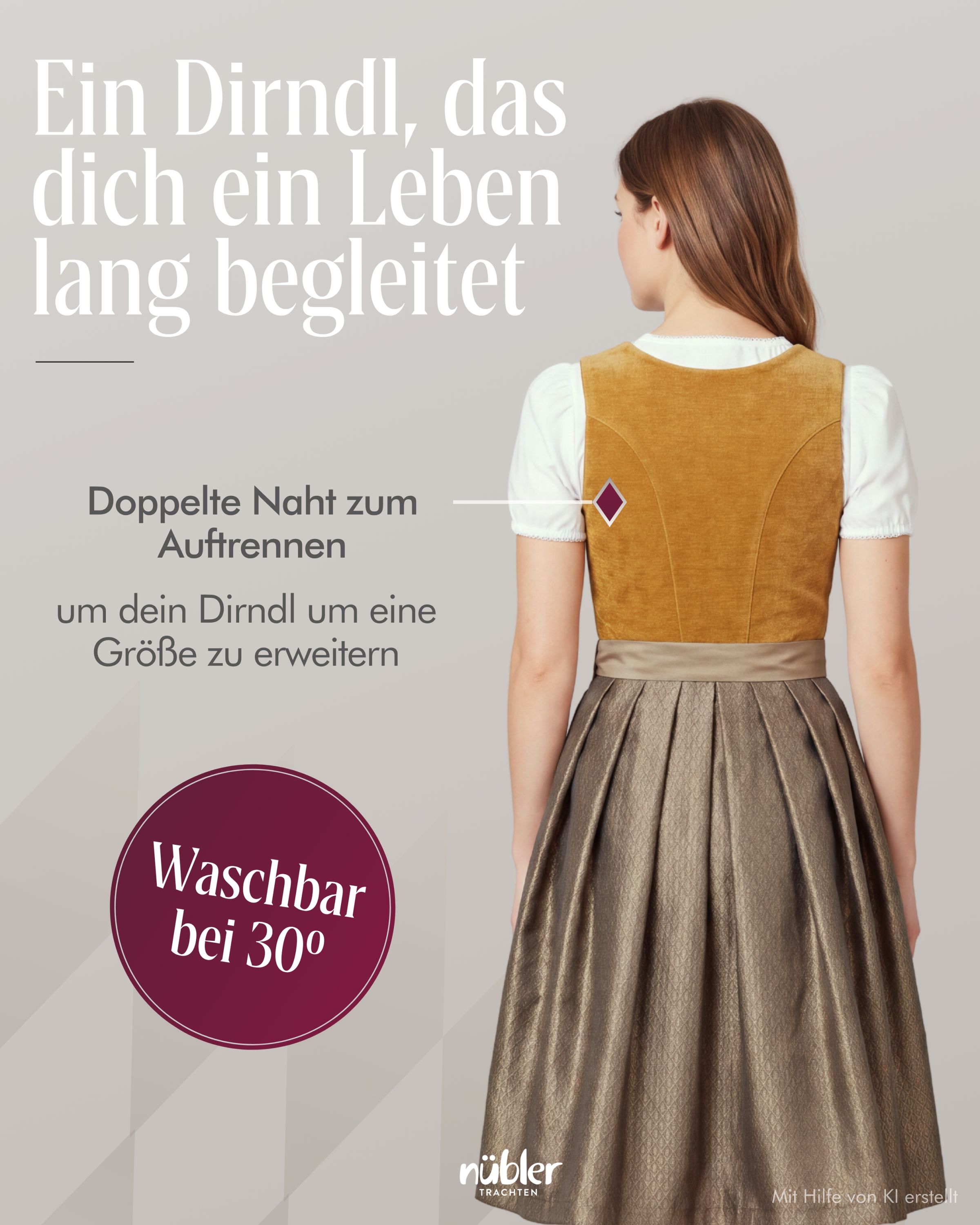 Midi Dirndl Kira in Gelb von Nübler