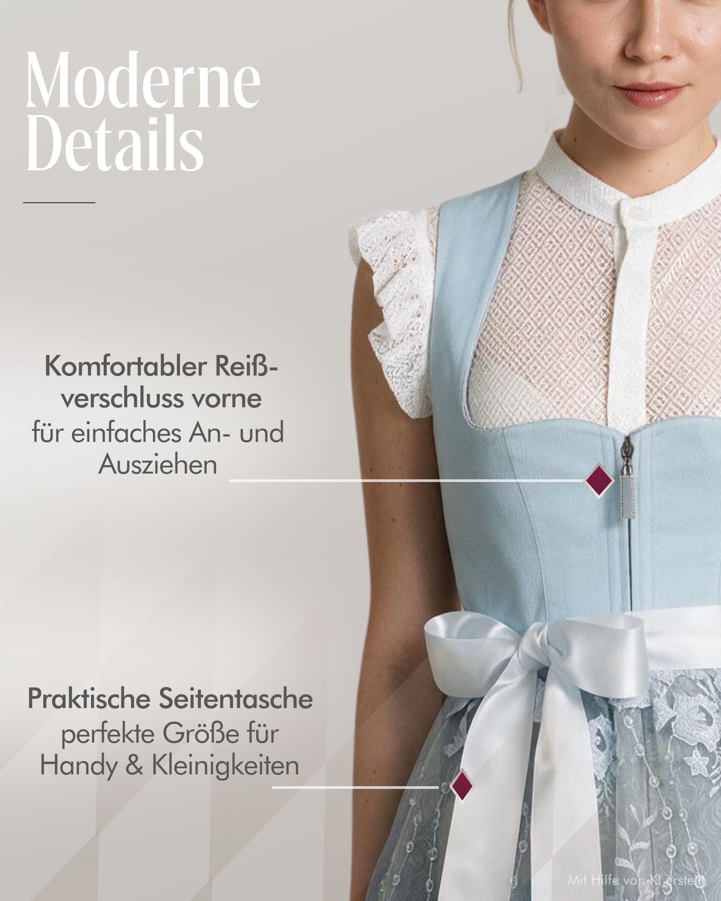 Mini Dirndl Garbine in Hellblau von Nübler