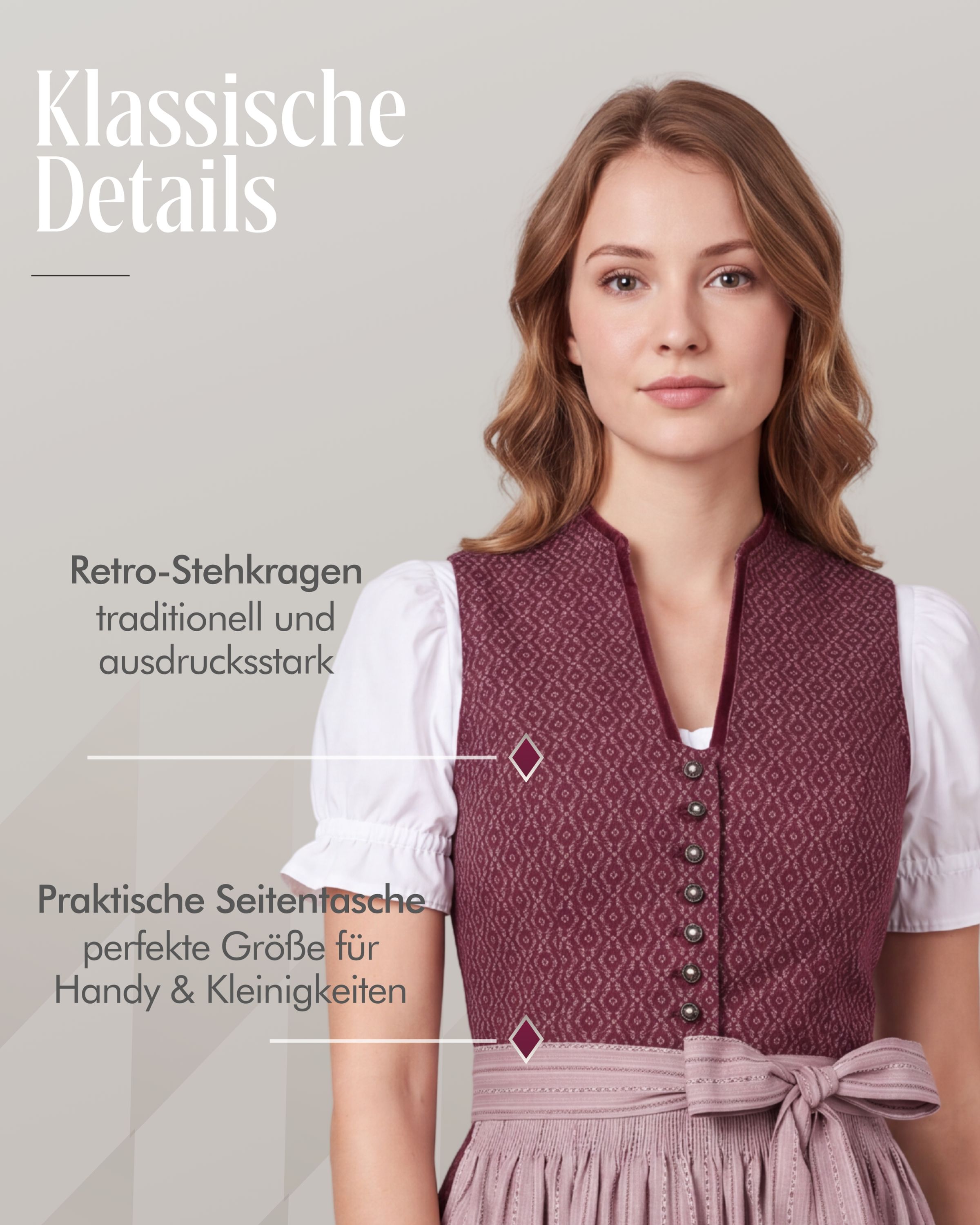 Midi Dirndl Frieda in Beere von Nübler