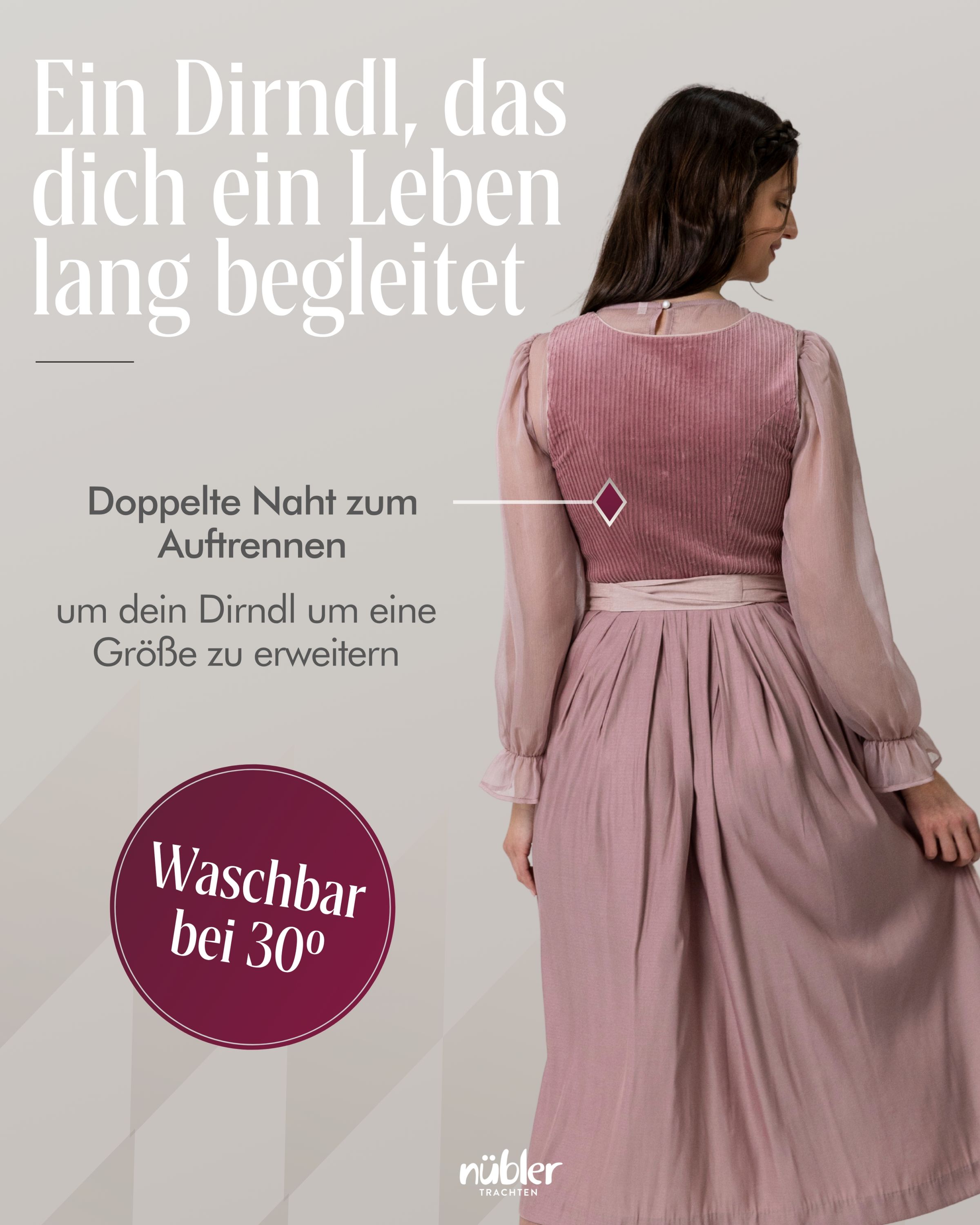 Maxi Dirndl Florentine in Rosenquarz
