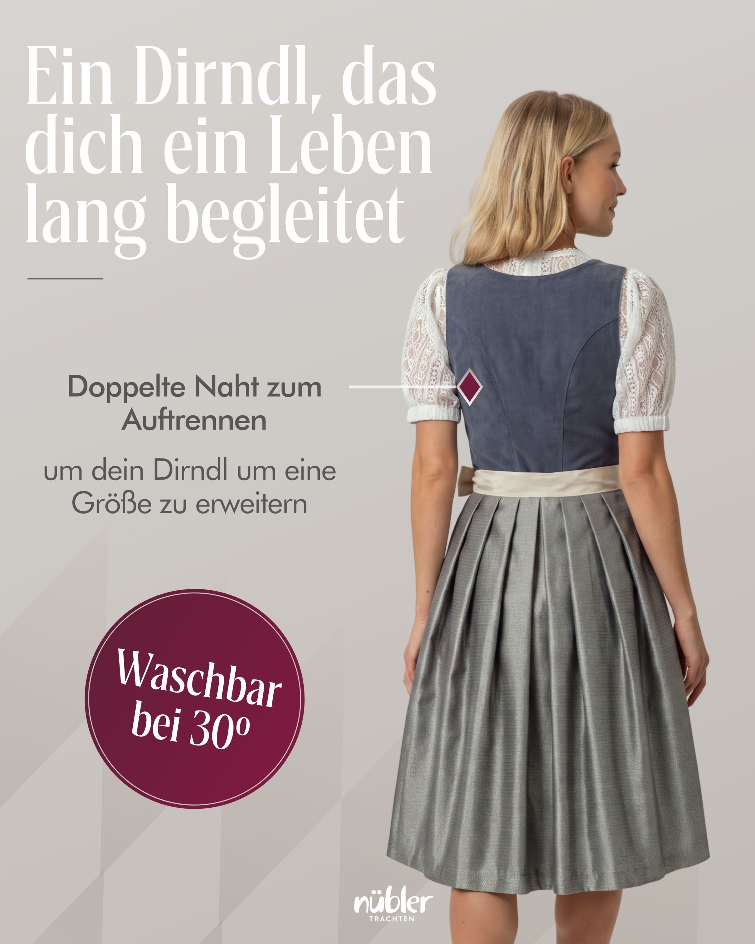 Midi Dirndl Katharina in Blau von Nübler