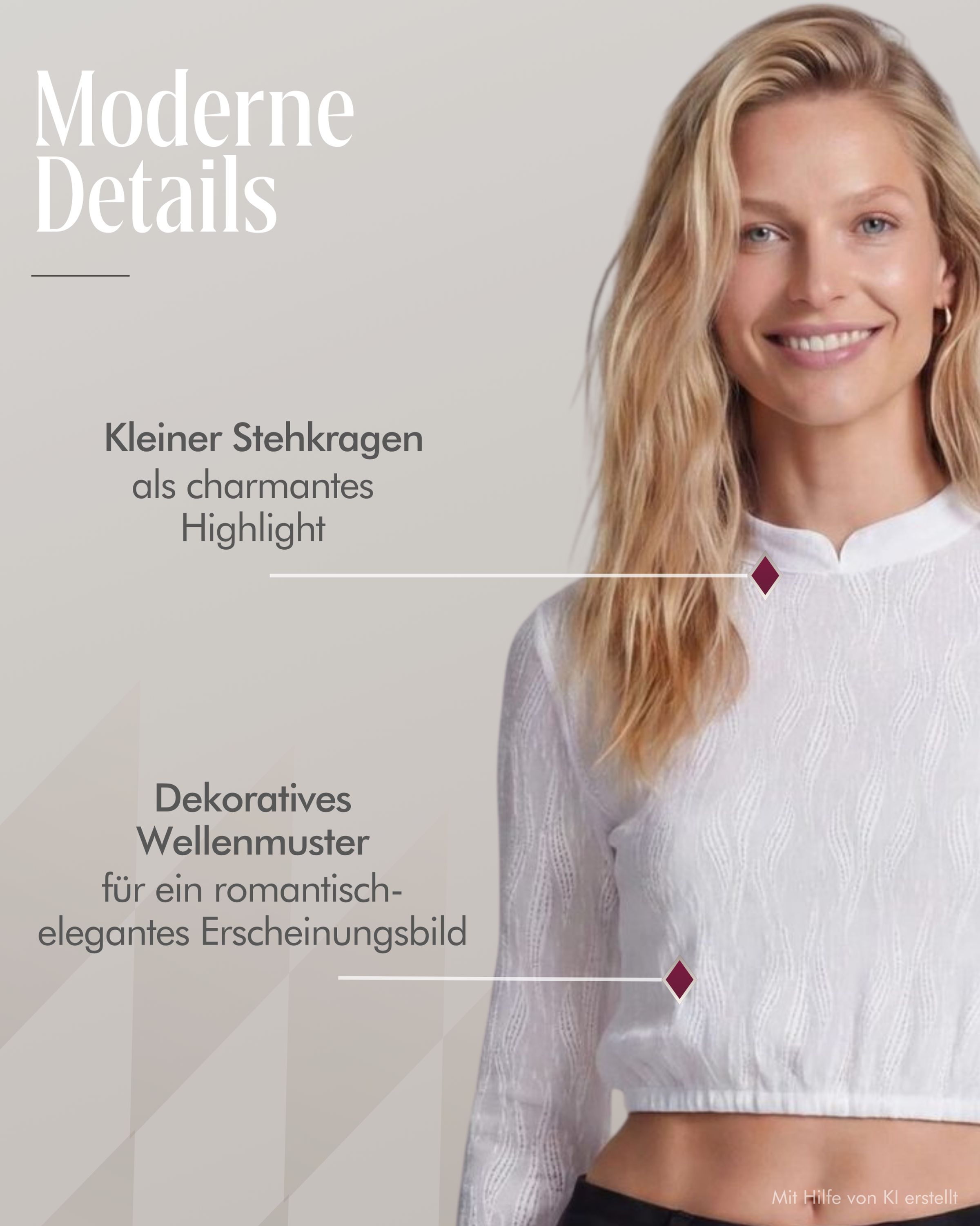 Dirndlbluse Langarm Lucy in Weiß von Nübler
