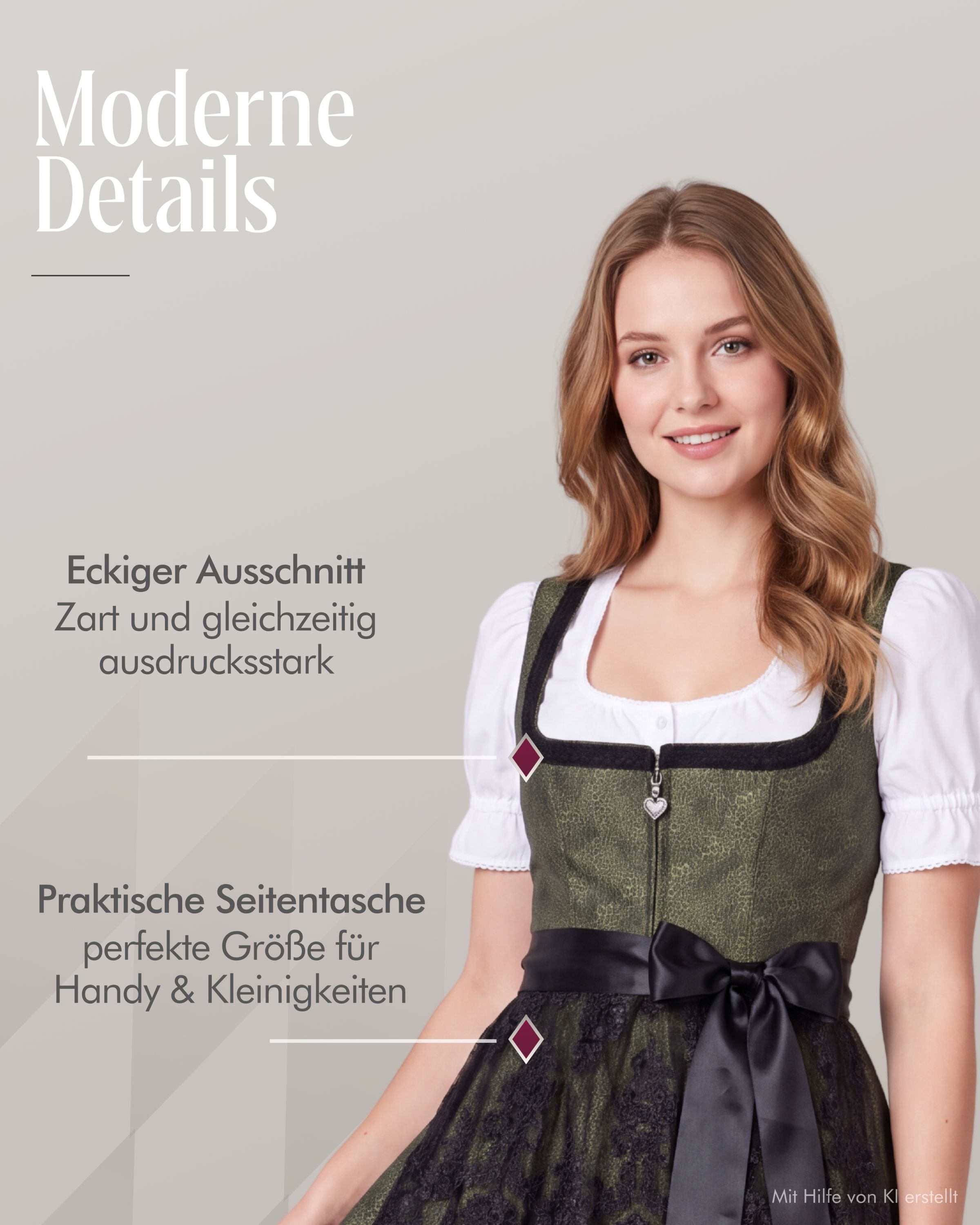 Midi Dirndl Leo in Grün von Nübler