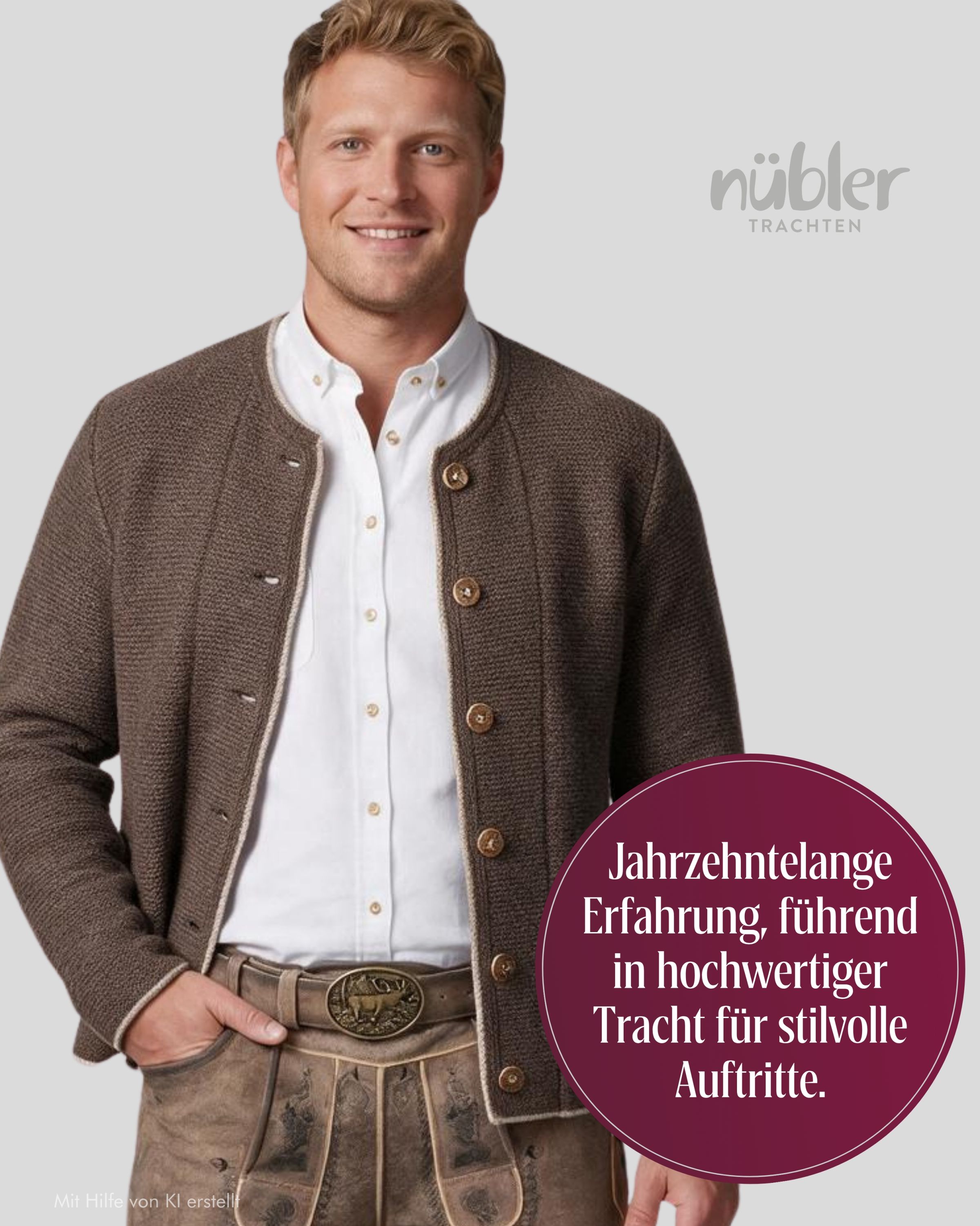 Trachtenstrickjacke Hannes in dunkelbraun von Nübler