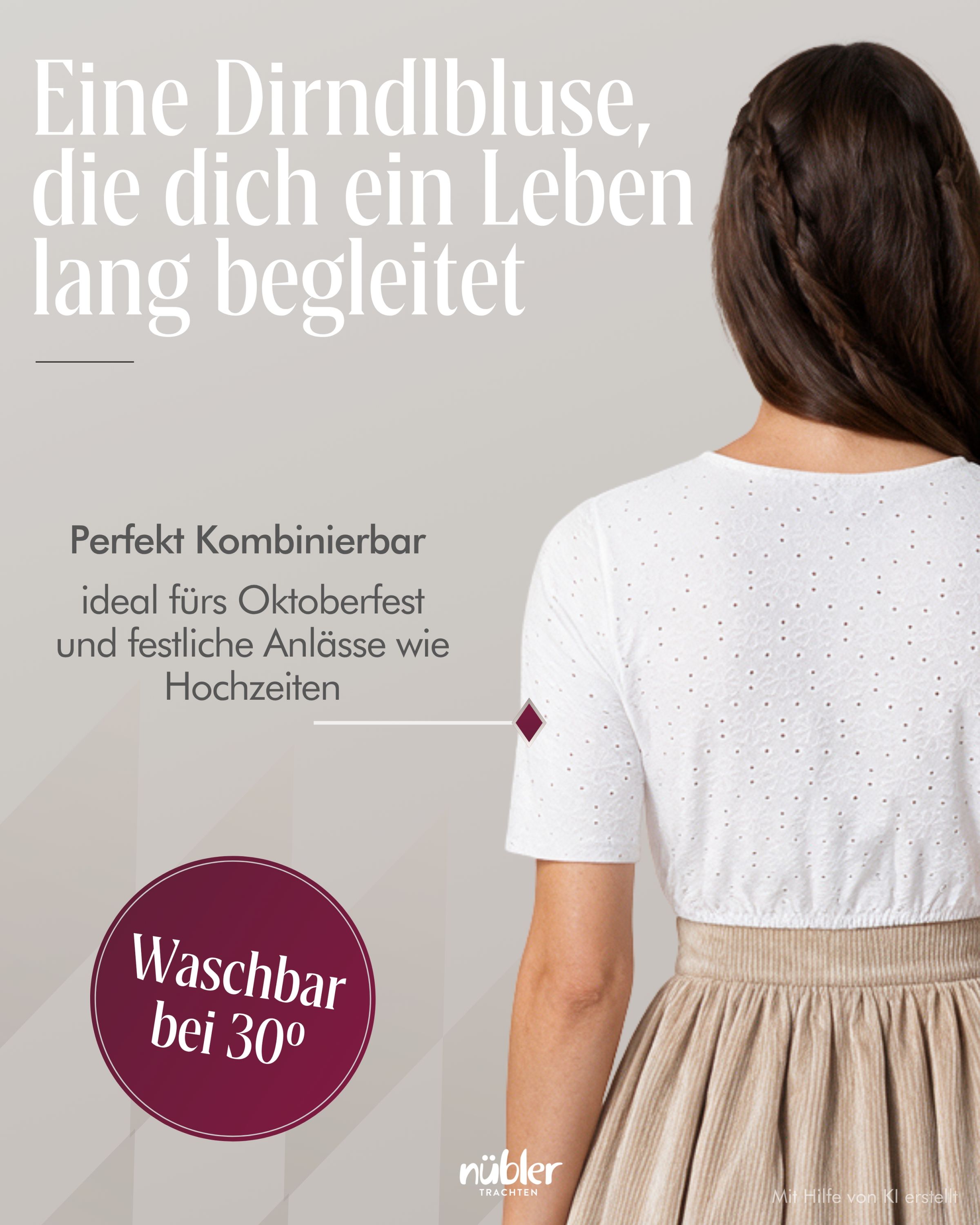 Dirndbluse Nita in Schneeweiß von Nübler