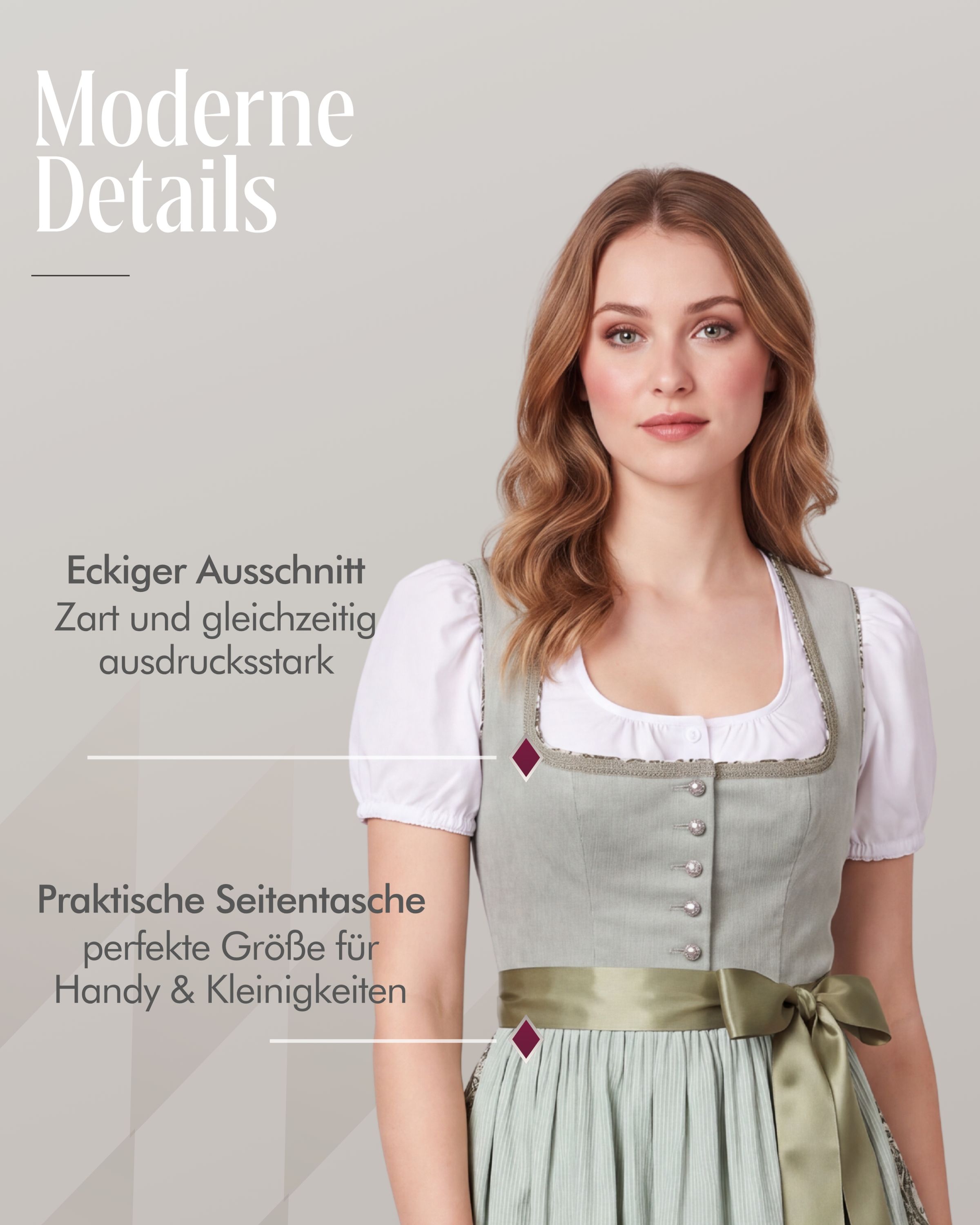 Midi Dirndl Gloria in Salbei von Nübler