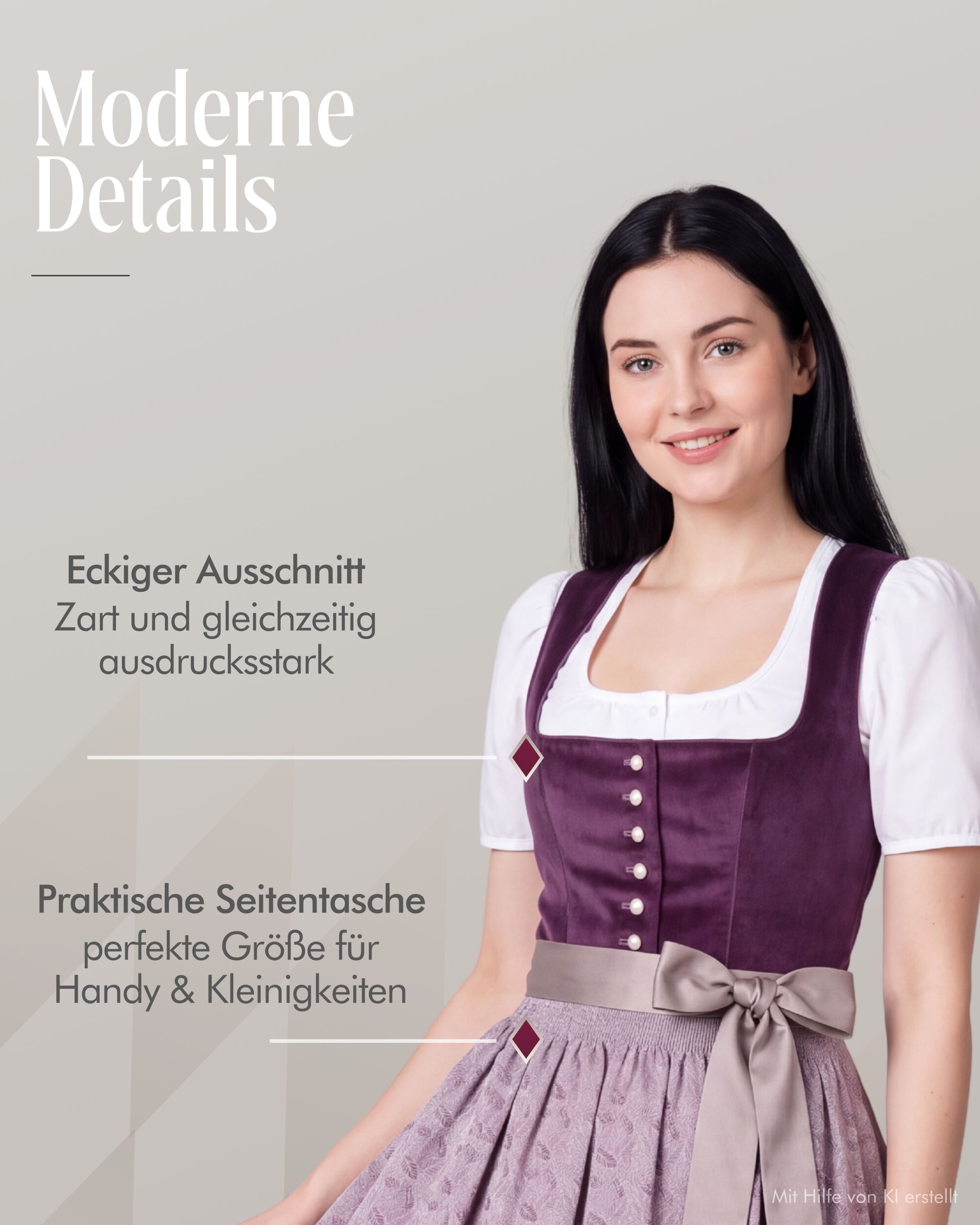 Midi Dirndl Giovanna in Aubergine von Nübler