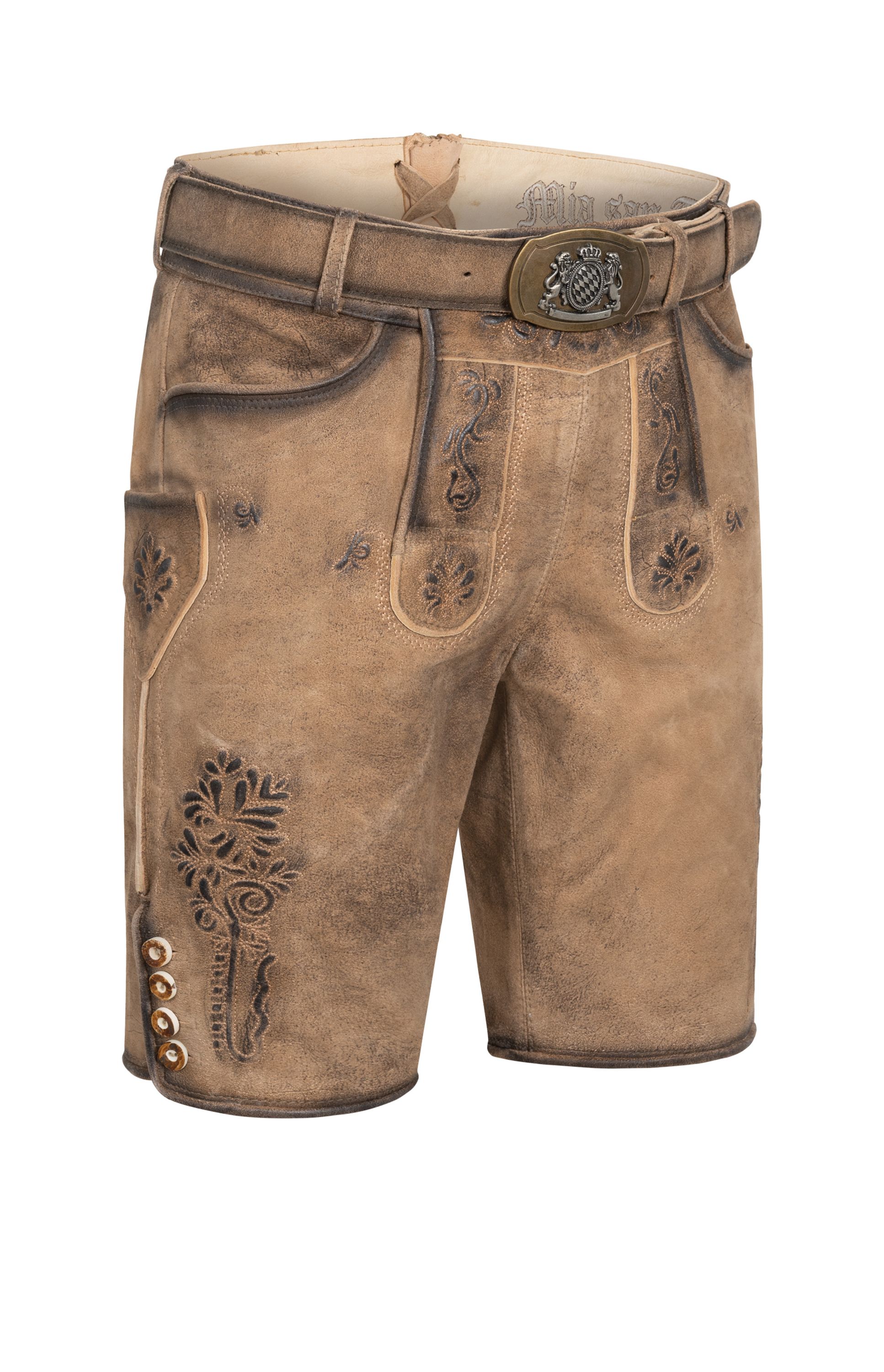 Lederhose Isar kurz Latz in Desert Sand