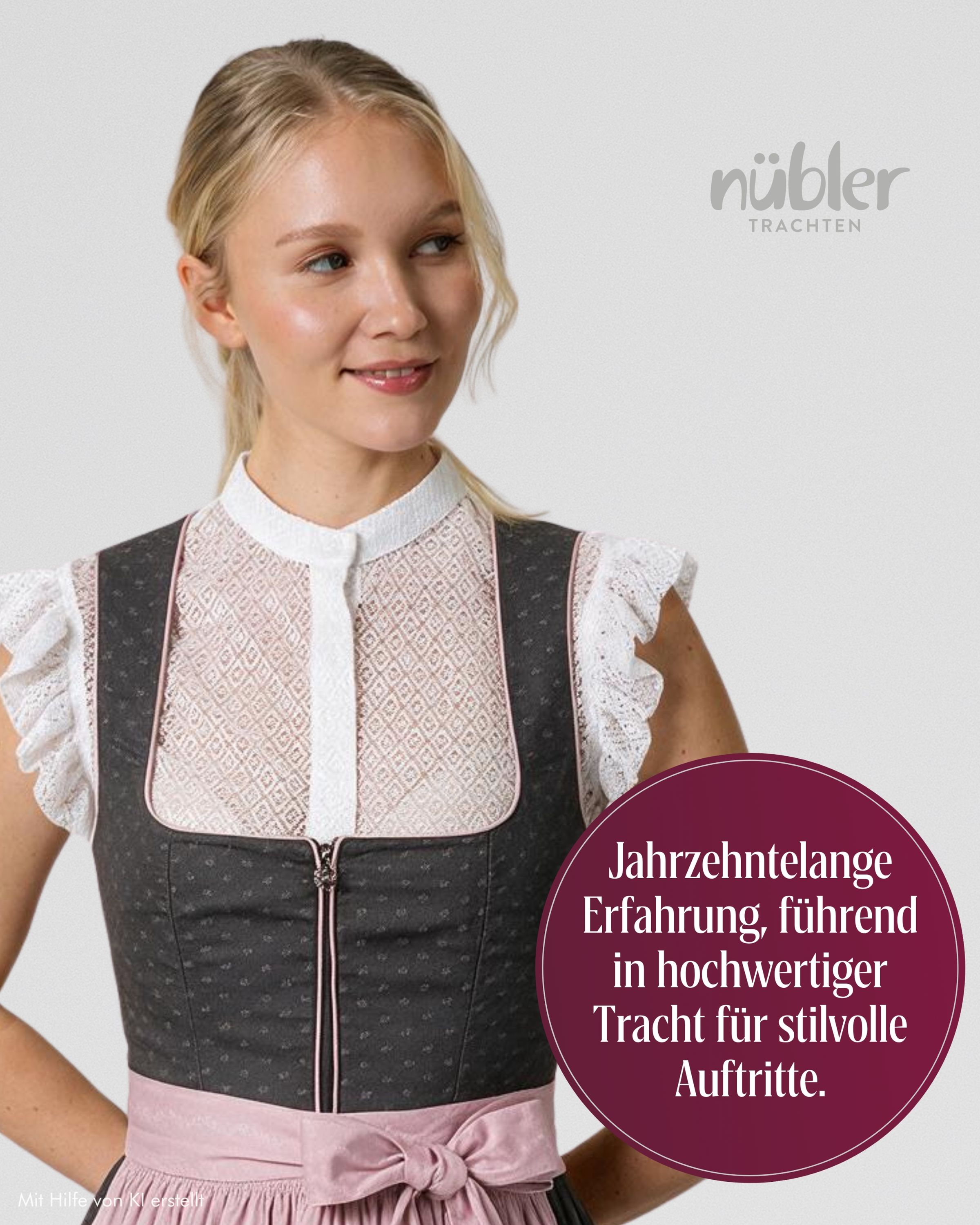 Midi Dirndl Waltraud in Anthrazit Flieder